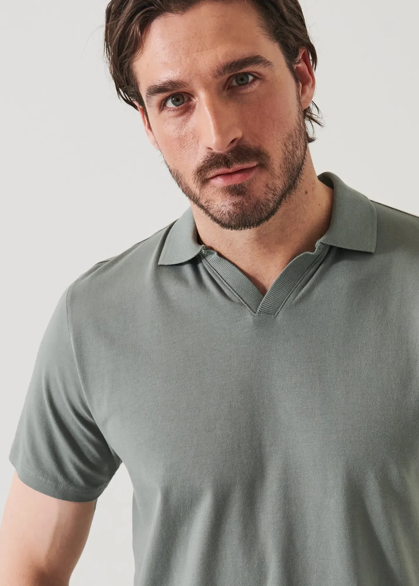 PATRICK ASSARAF Pima Cotton Stretch Open Polo|Men Polos