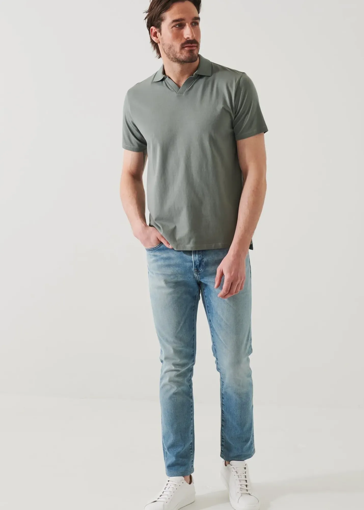 PATRICK ASSARAF Pima Cotton Stretch Open Polo|Men Polos
