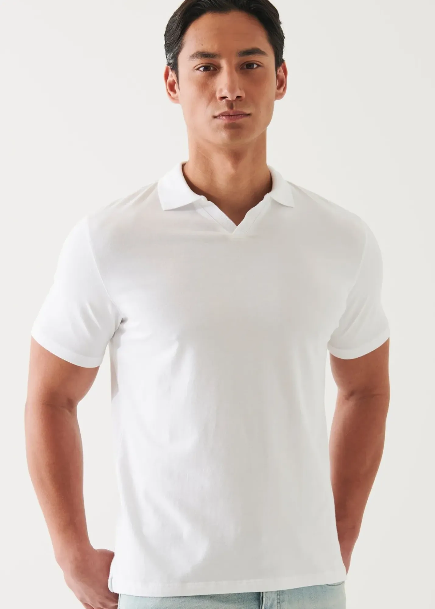 PATRICK ASSARAF Pima Cotton Stretch Open Polo|Men Polos