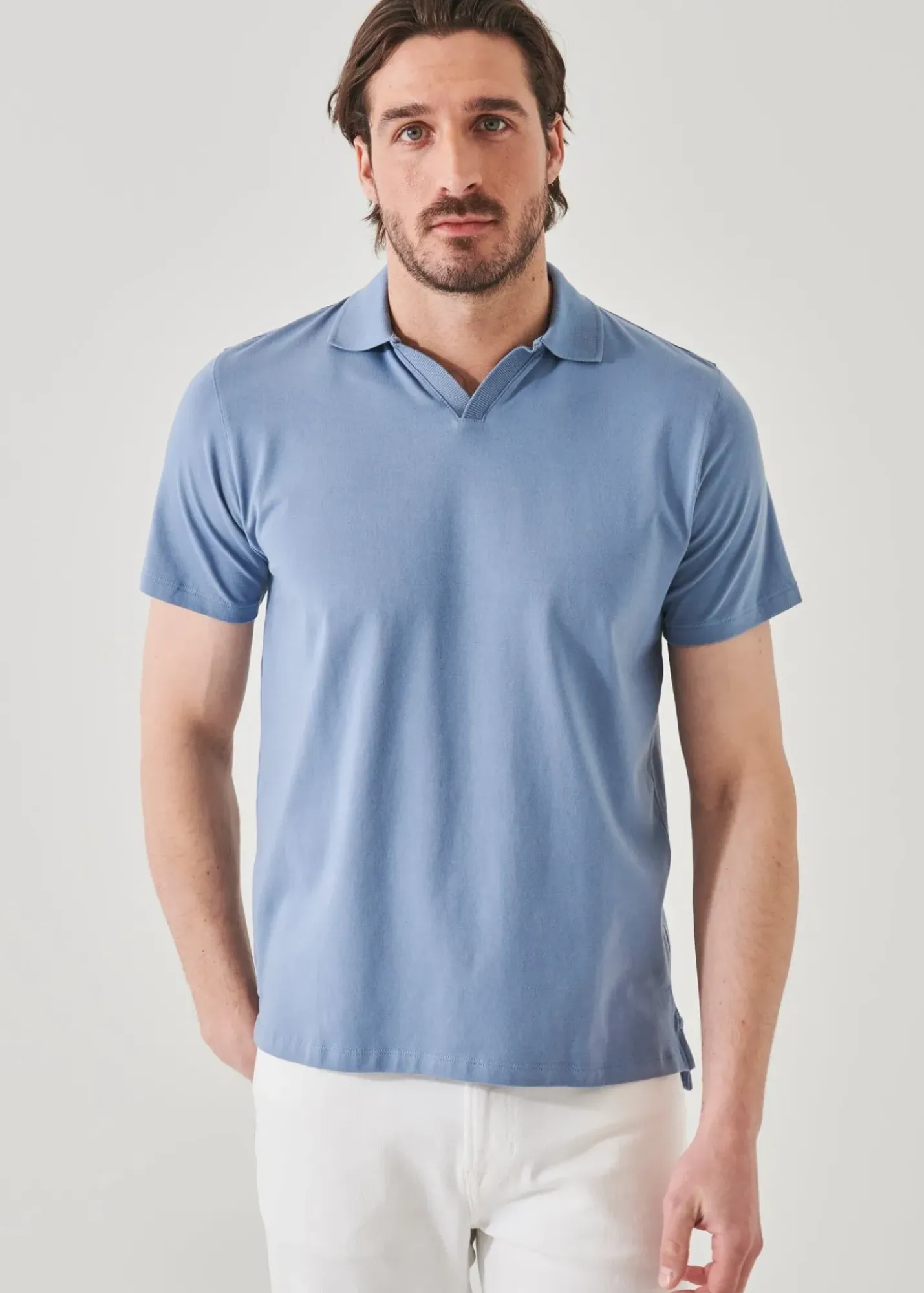 PATRICK ASSARAF Pima Cotton Stretch Open Polo|Men Polos