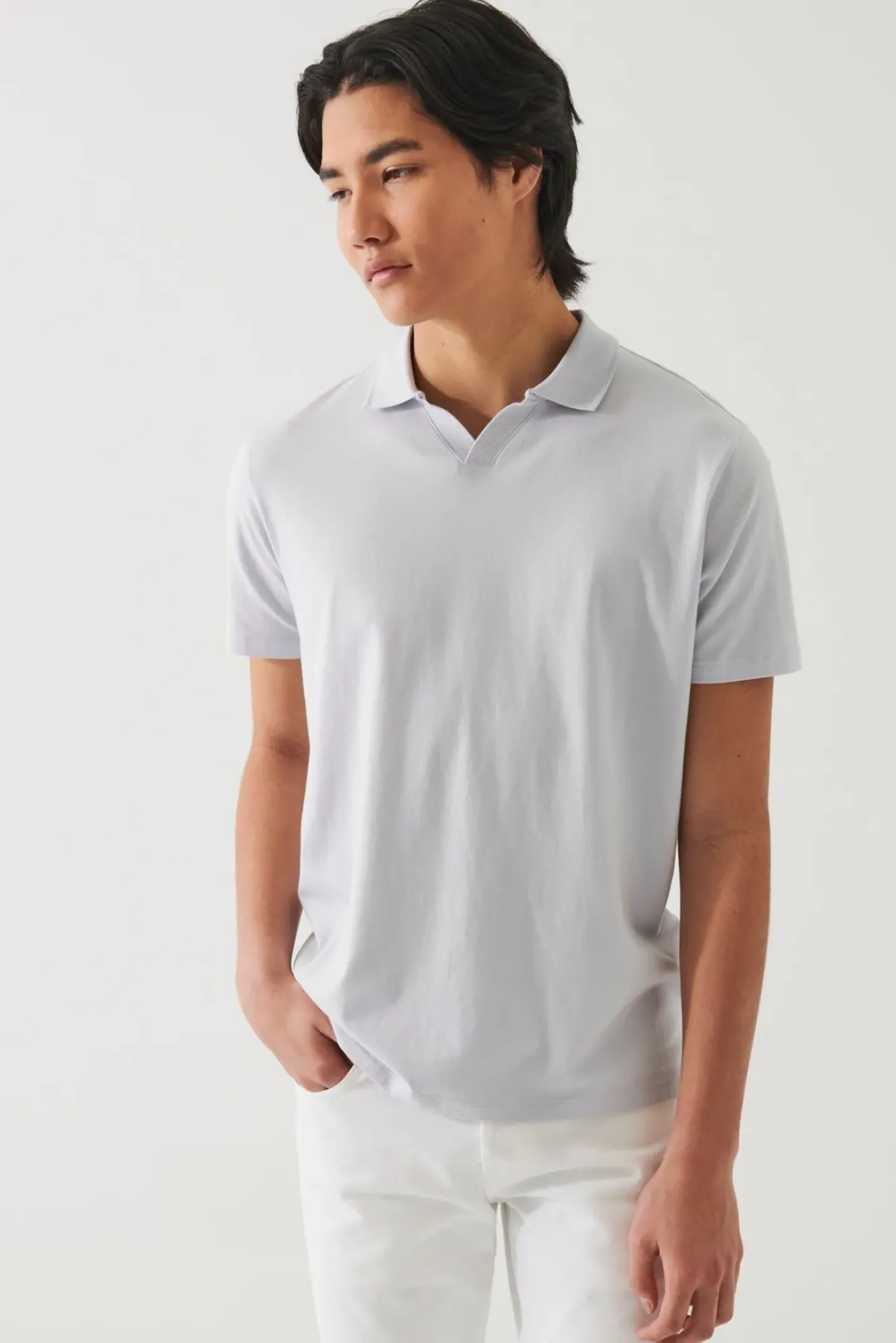 PATRICK ASSARAF Pima Cotton Stretch Open Polo|Men Polos