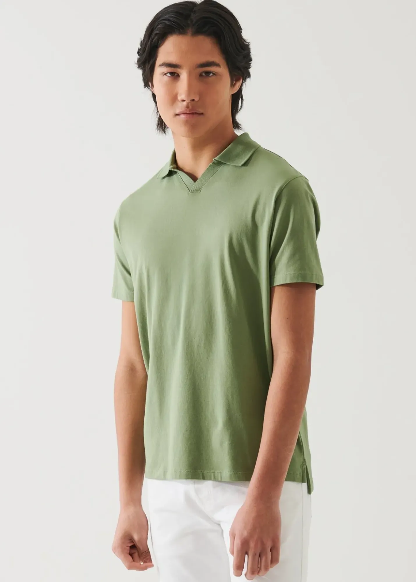 PATRICK ASSARAF Pima Cotton Stretch Open Polo|Men Polos