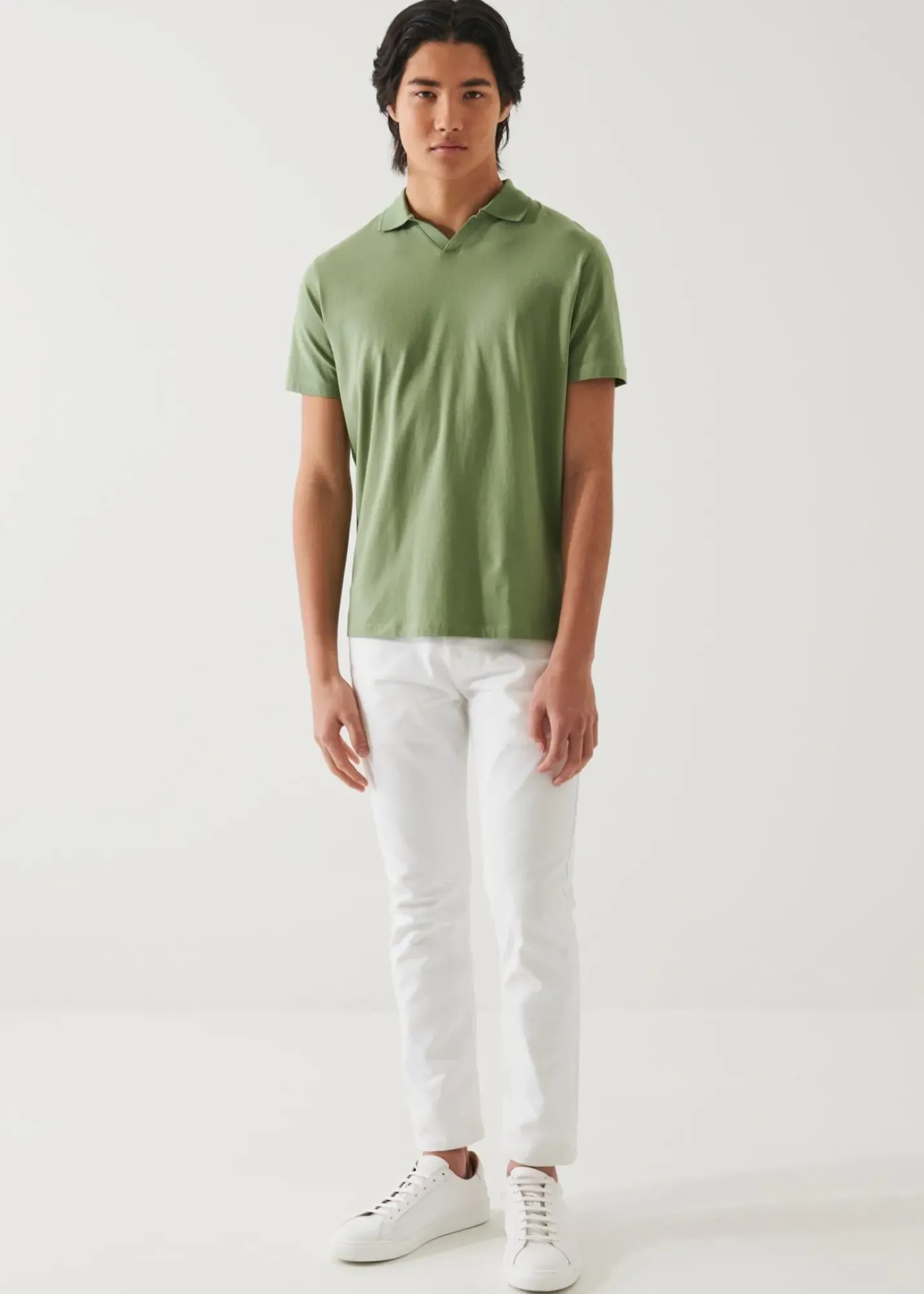 PATRICK ASSARAF Pima Cotton Stretch Open Polo|Men Polos