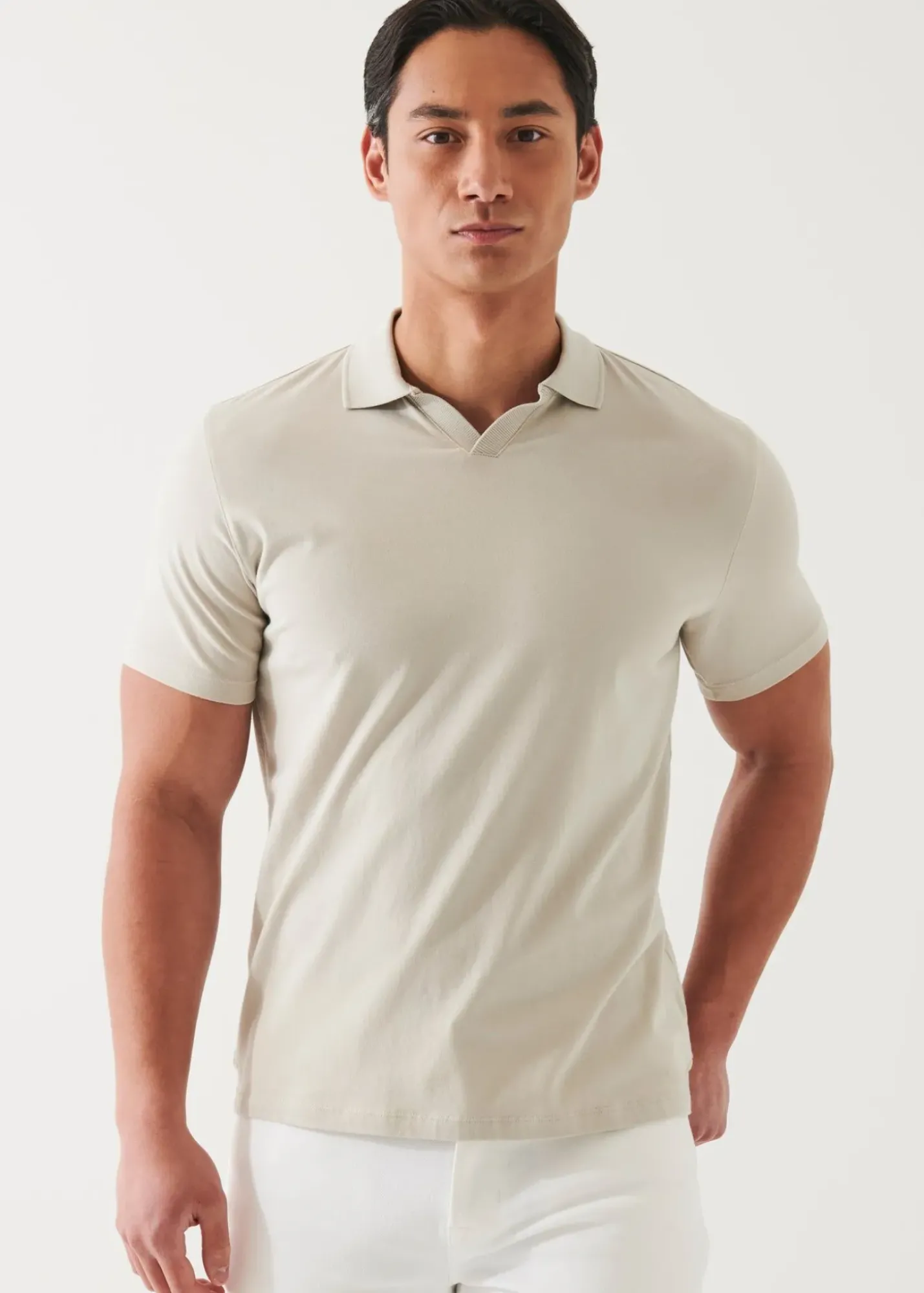 PATRICK ASSARAF Pima Cotton Stretch Open Polo|Men Polos