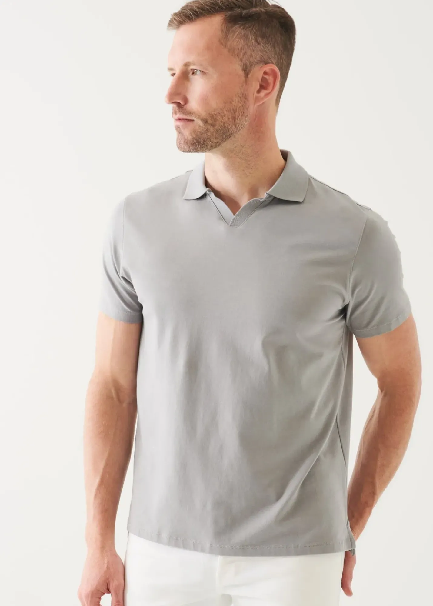 PATRICK ASSARAF Pima Cotton Stretch Open Polo|Men Polos