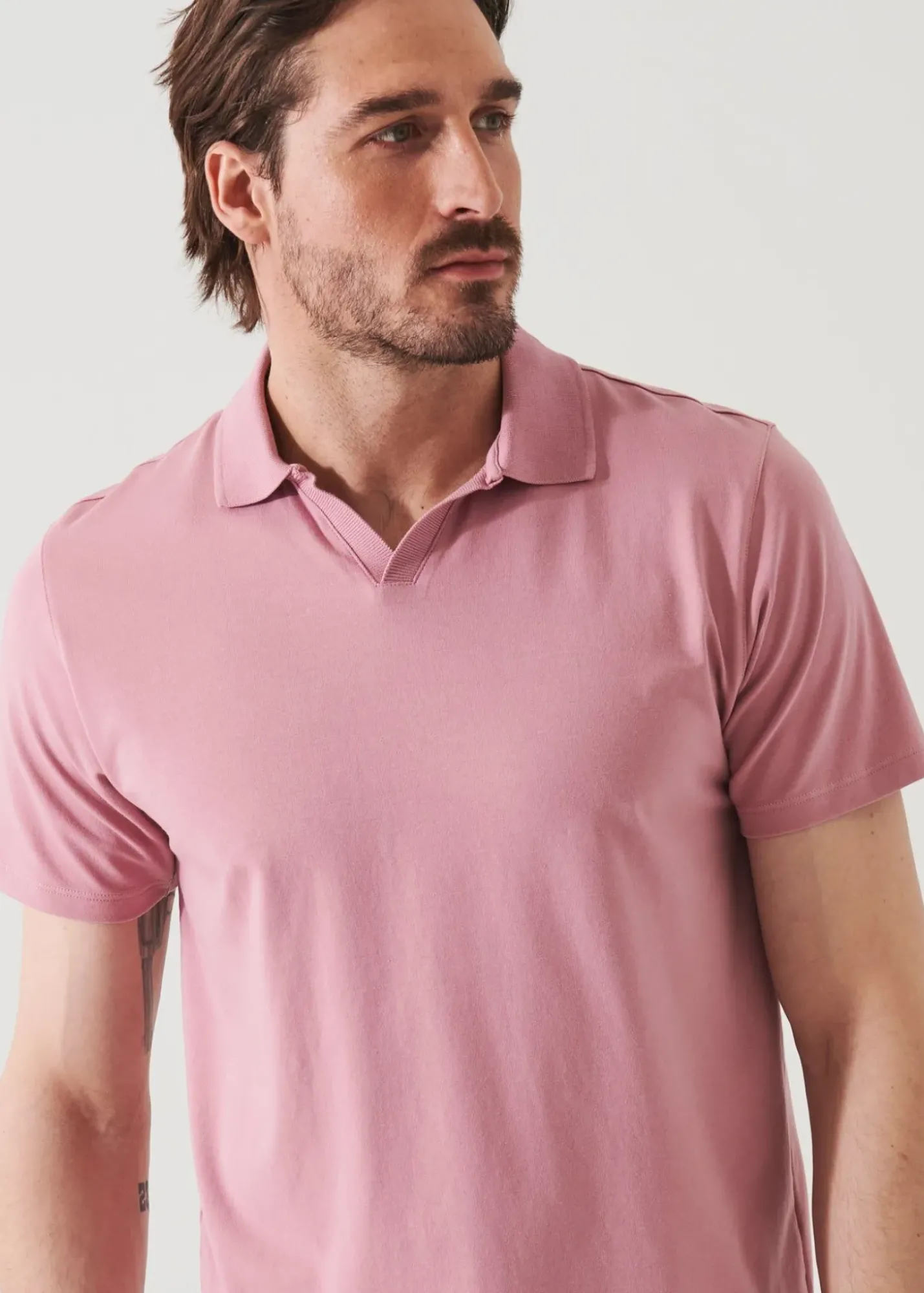 PATRICK ASSARAF Pima Cotton Stretch Open Polo|Men Polos