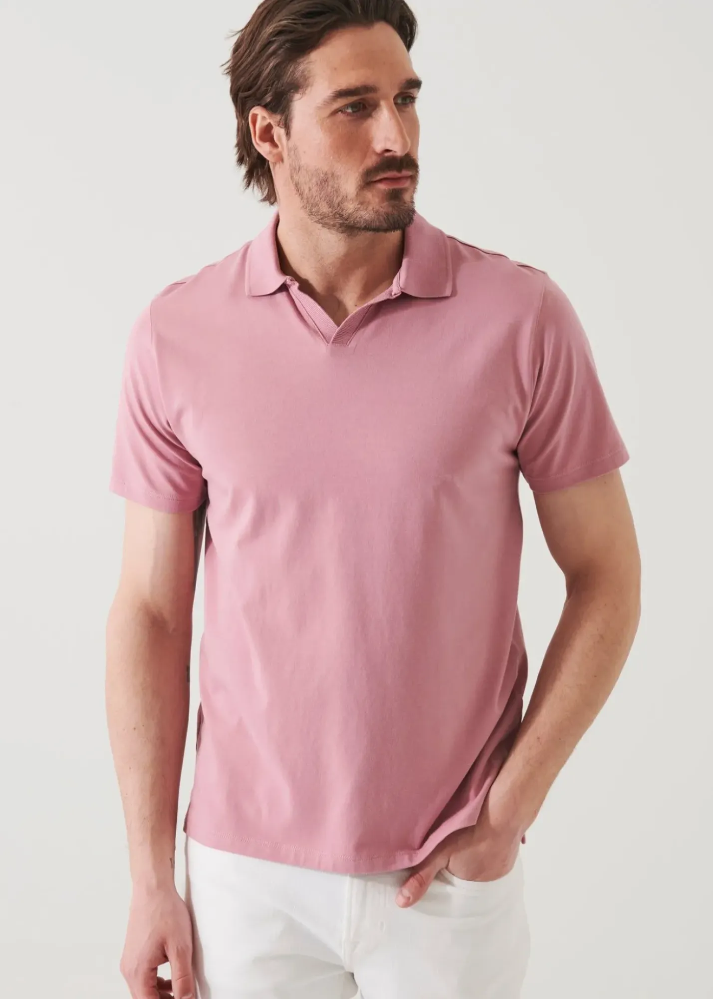 PATRICK ASSARAF Pima Cotton Stretch Open Polo|Men Polos