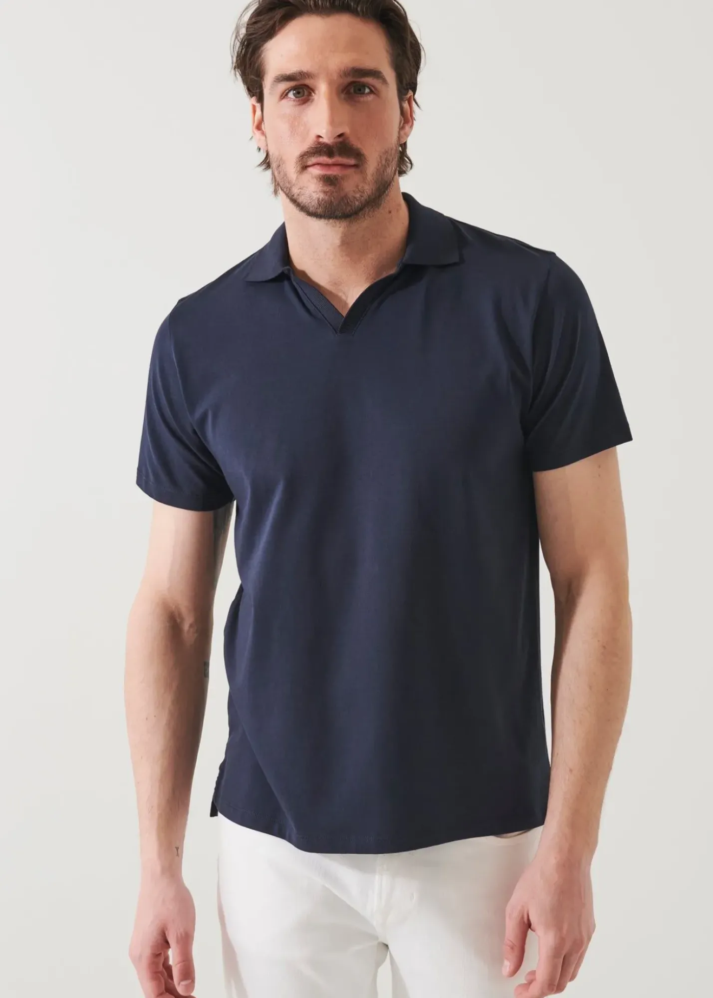 PATRICK ASSARAF Pima Cotton Stretch Open Polo|Men Polos