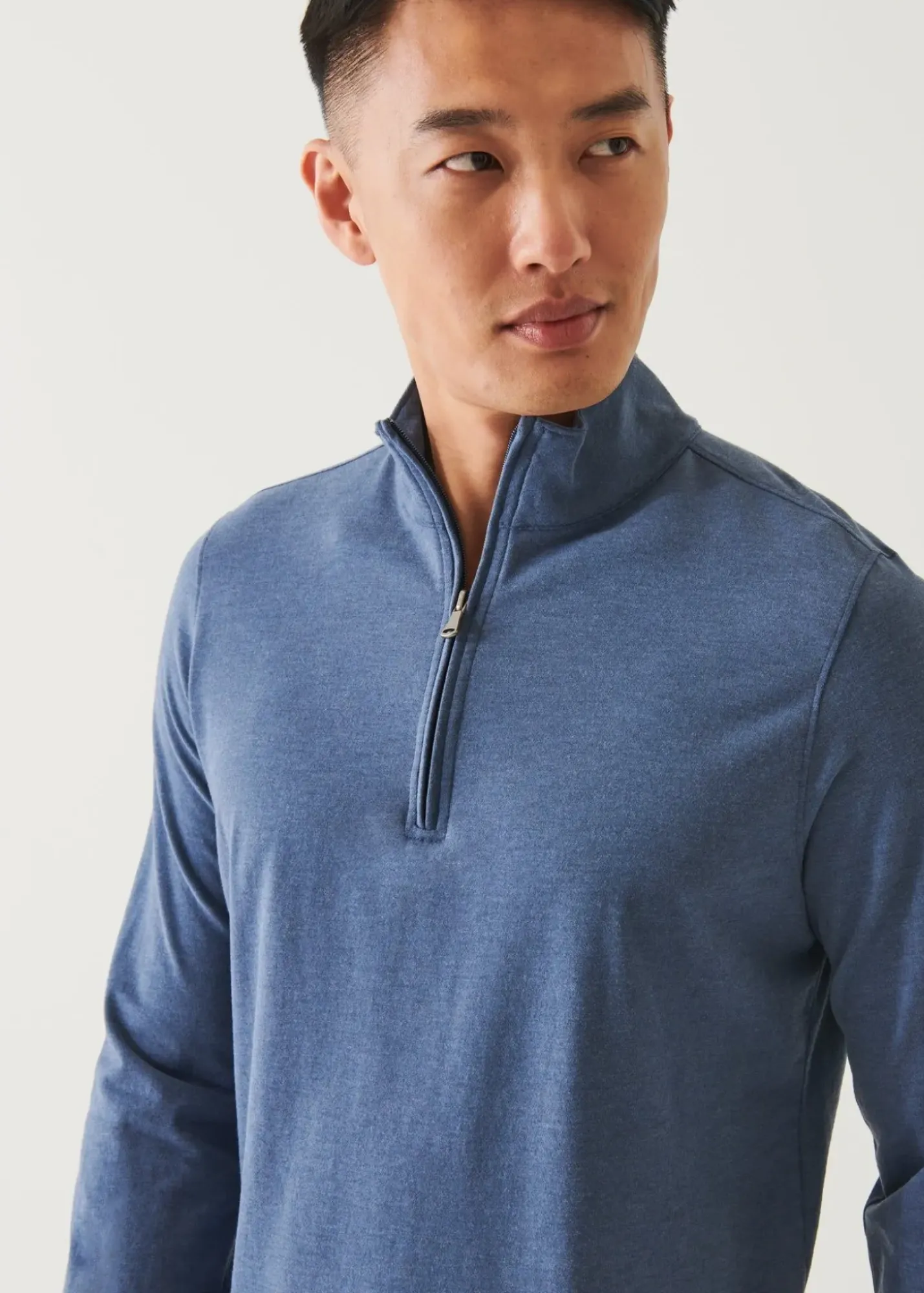 PATRICK ASSARAF Pima Cotton Stretch Overdye Quarter Zip|Men Sweatshirts & Hoodies