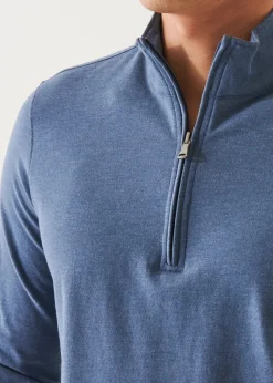 PATRICK ASSARAF Pima Cotton Stretch Overdye Quarter Zip|Men Sweatshirts & Hoodies