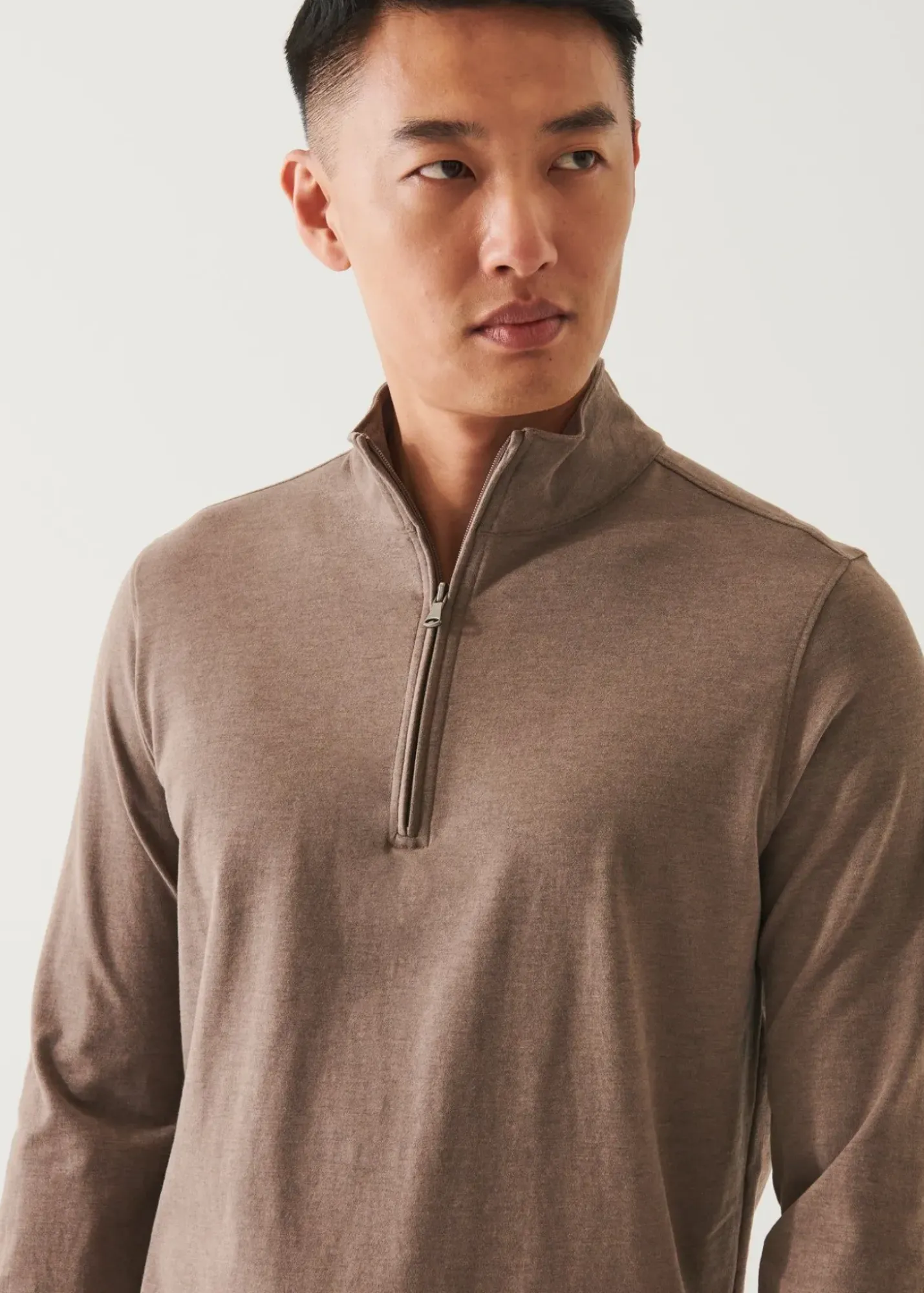 PATRICK ASSARAF Pima Cotton Stretch Overdye Quarter Zip|Men Sweatshirts & Hoodies