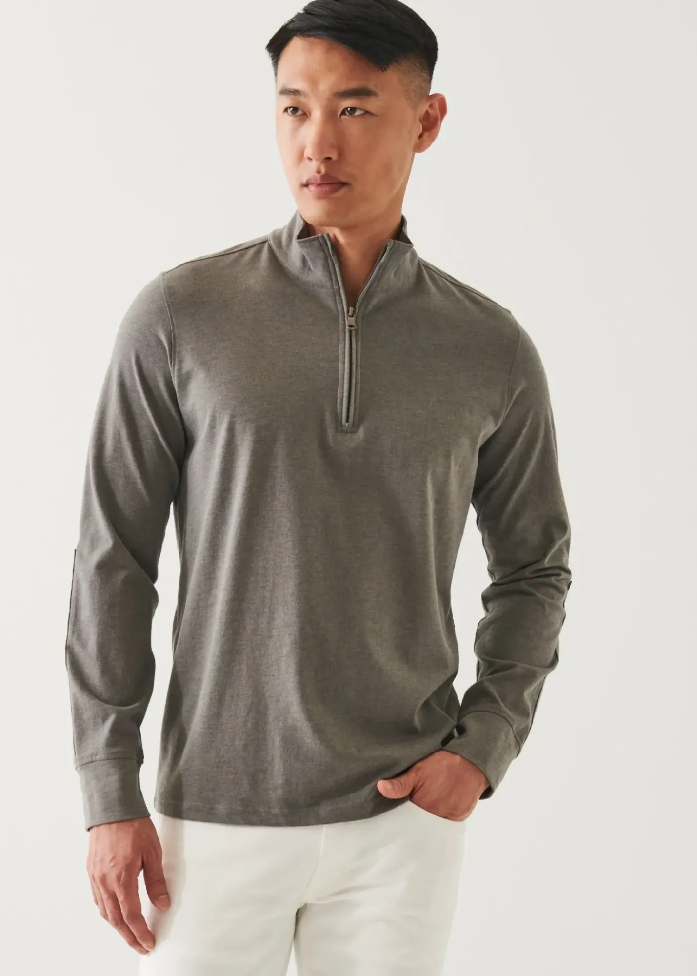 PATRICK ASSARAF Pima Cotton Stretch Overdye Quarter Zip|Men Sweatshirts & Hoodies