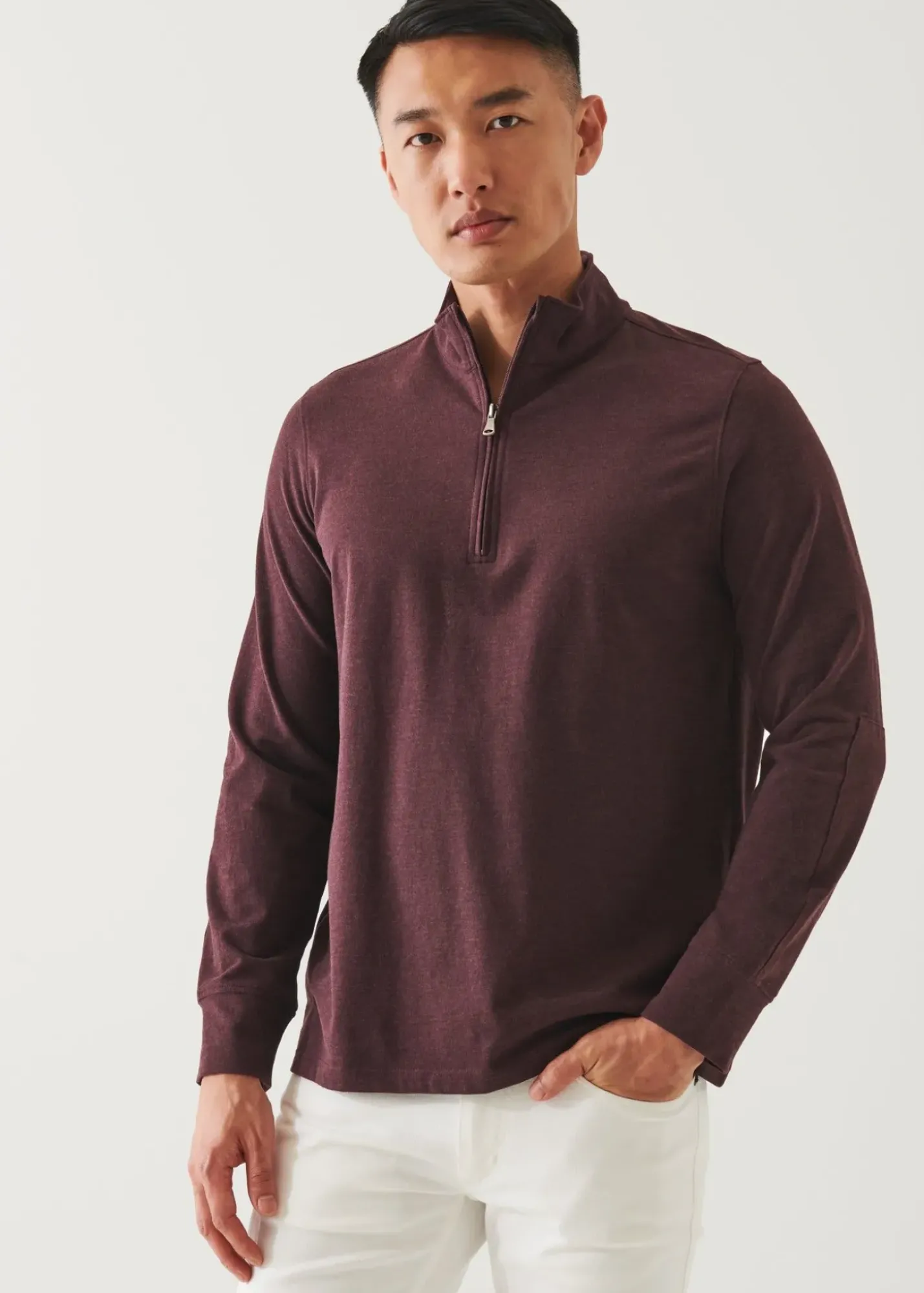 PATRICK ASSARAF Pima Cotton Stretch Overdye Quarter Zip|Men Sweatshirts & Hoodies