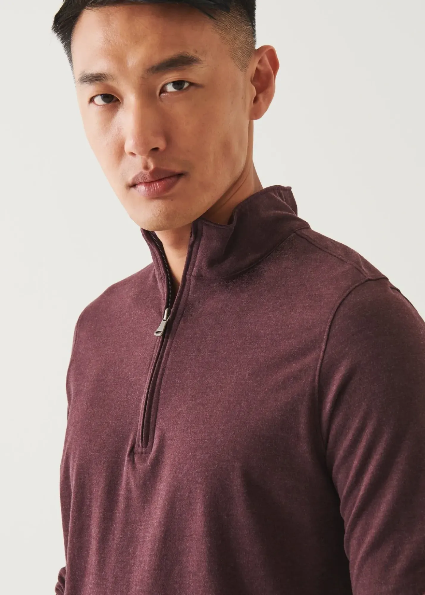 PATRICK ASSARAF Pima Cotton Stretch Overdye Quarter Zip|Men Sweatshirts & Hoodies