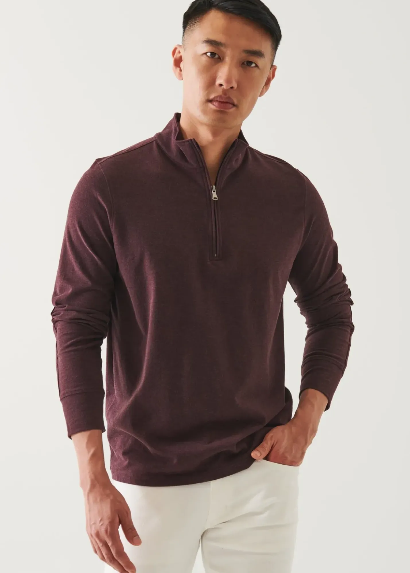 PATRICK ASSARAF Pima Cotton Stretch Overdye Quarter Zip|Men Sweatshirts & Hoodies