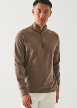 PATRICK ASSARAF Pima Cotton Stretch Overdye Quarter Zip|Men Sweatshirts & Hoodies