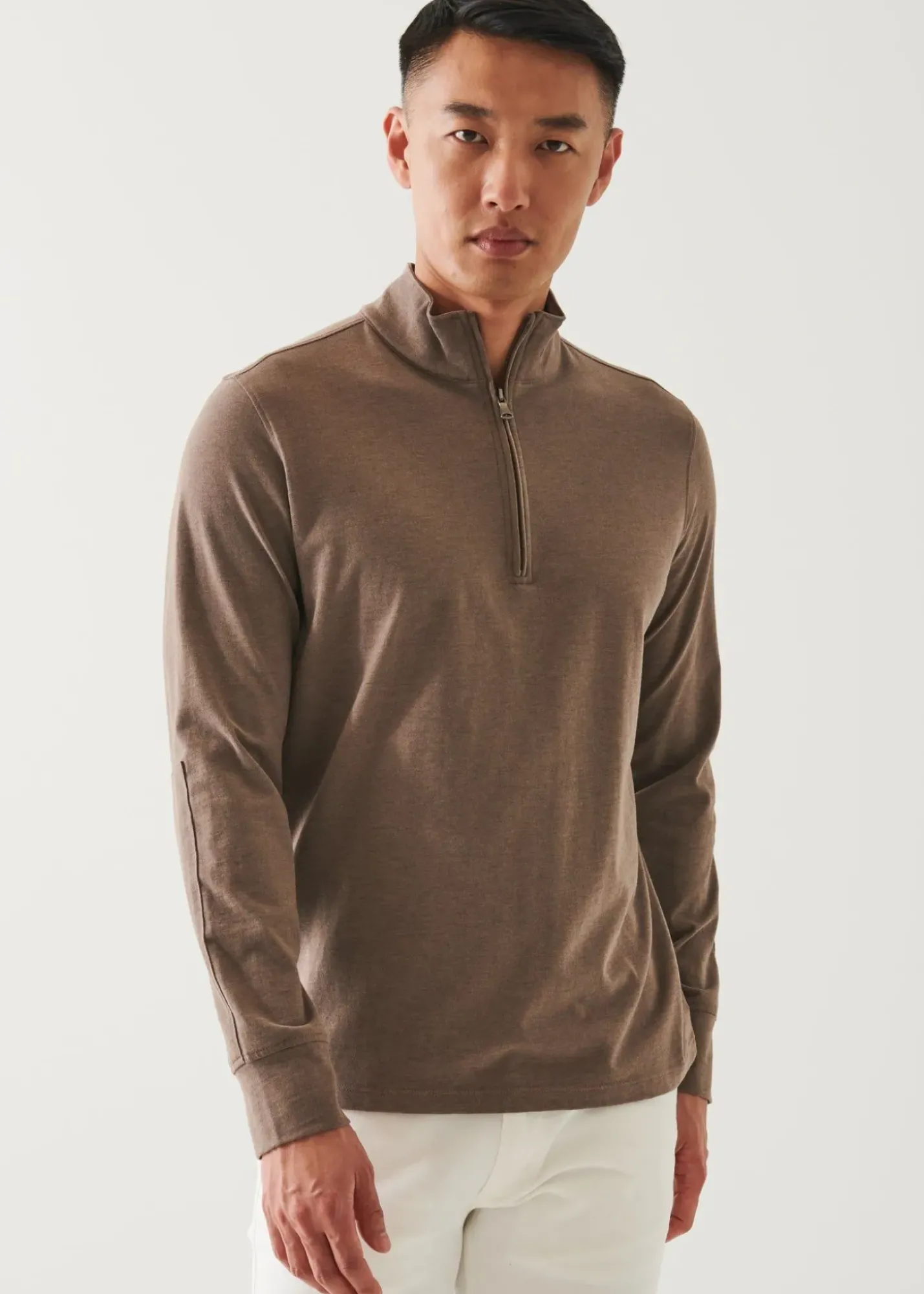PATRICK ASSARAF Pima Cotton Stretch Overdye Quarter Zip|Men Sweatshirts & Hoodies