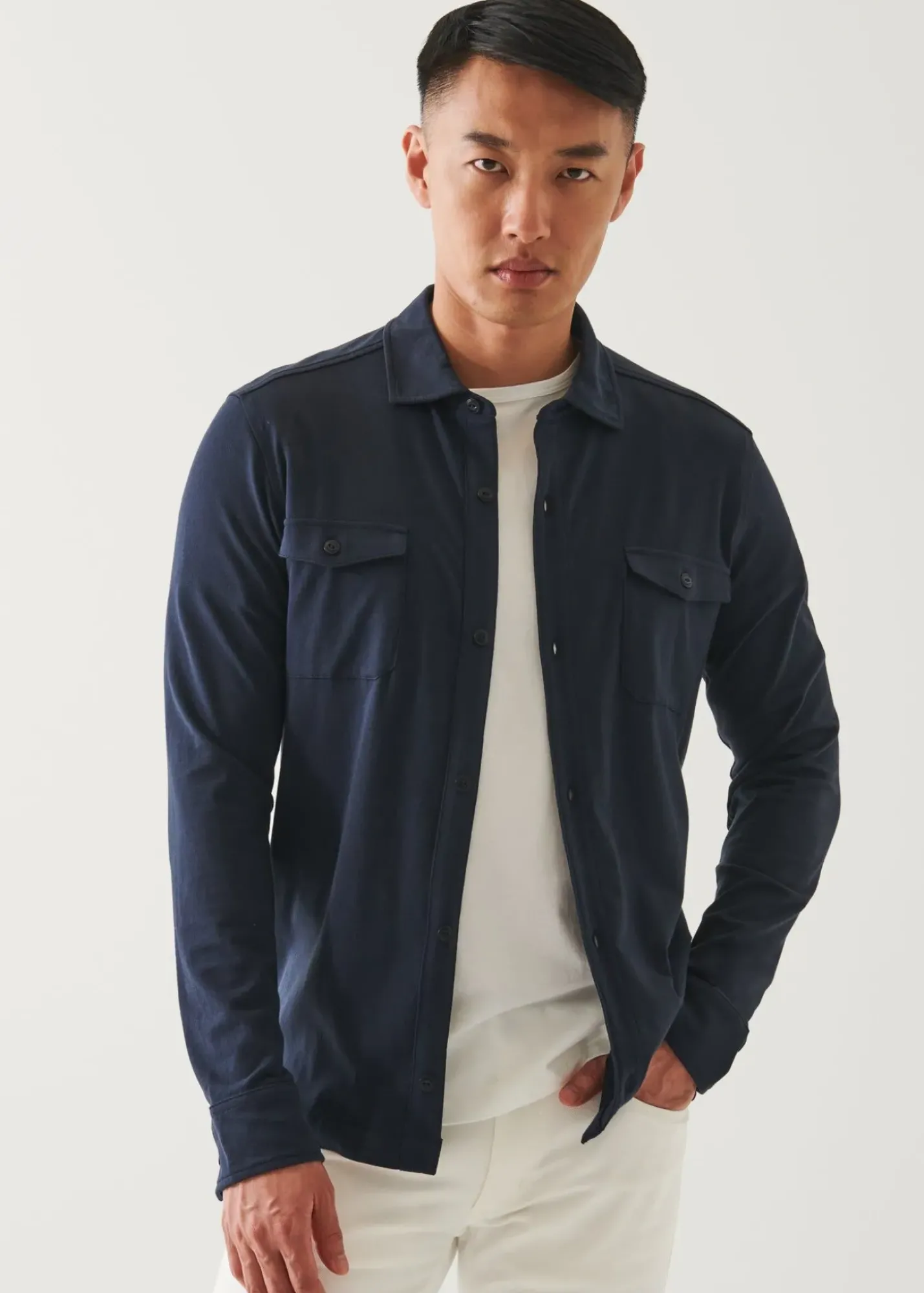 PATRICK ASSARAF Pima Cotton Stretch Overshirt|Men Shirt Jackets