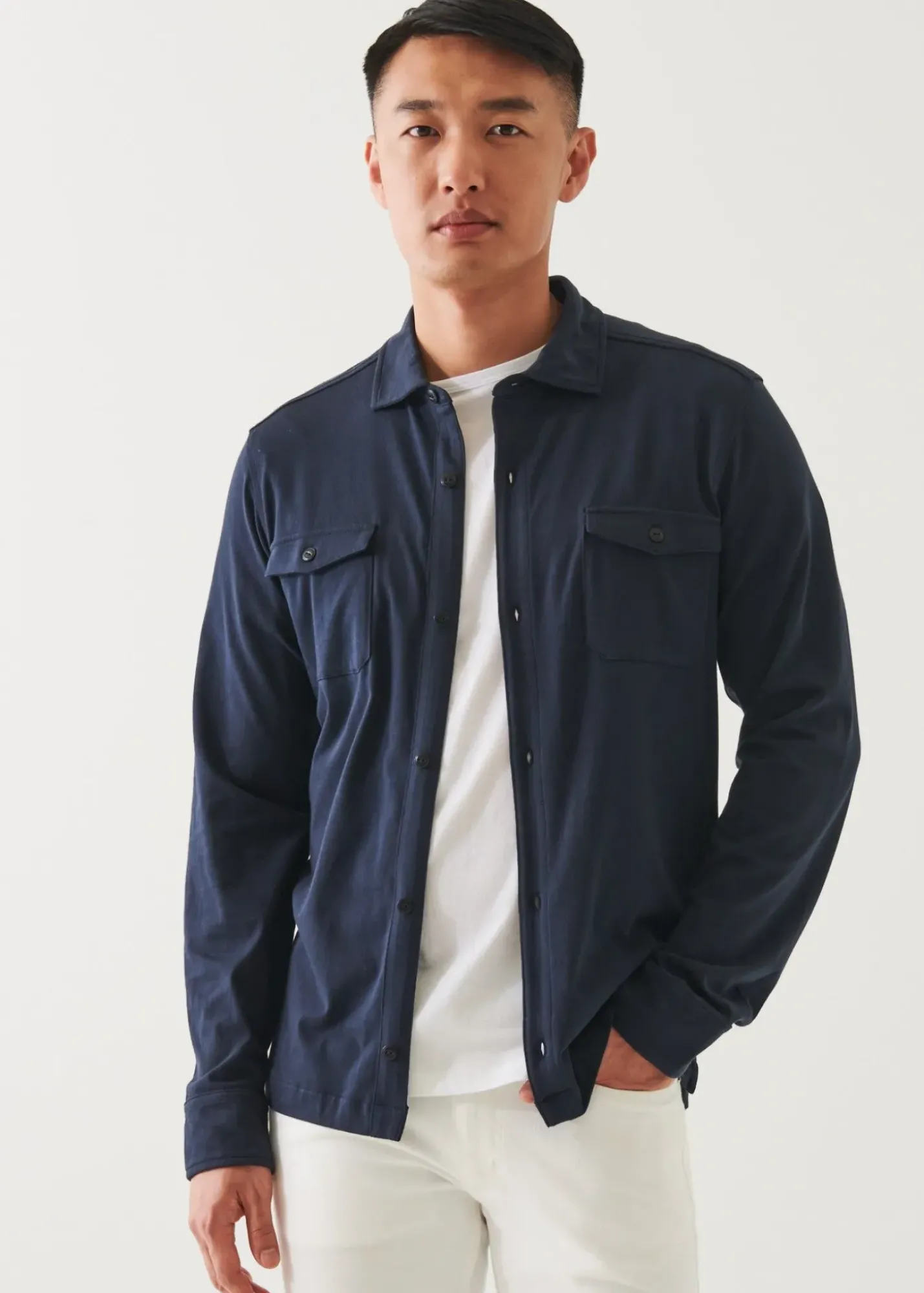 PATRICK ASSARAF Pima Cotton Stretch Overshirt|Men Shirt Jackets