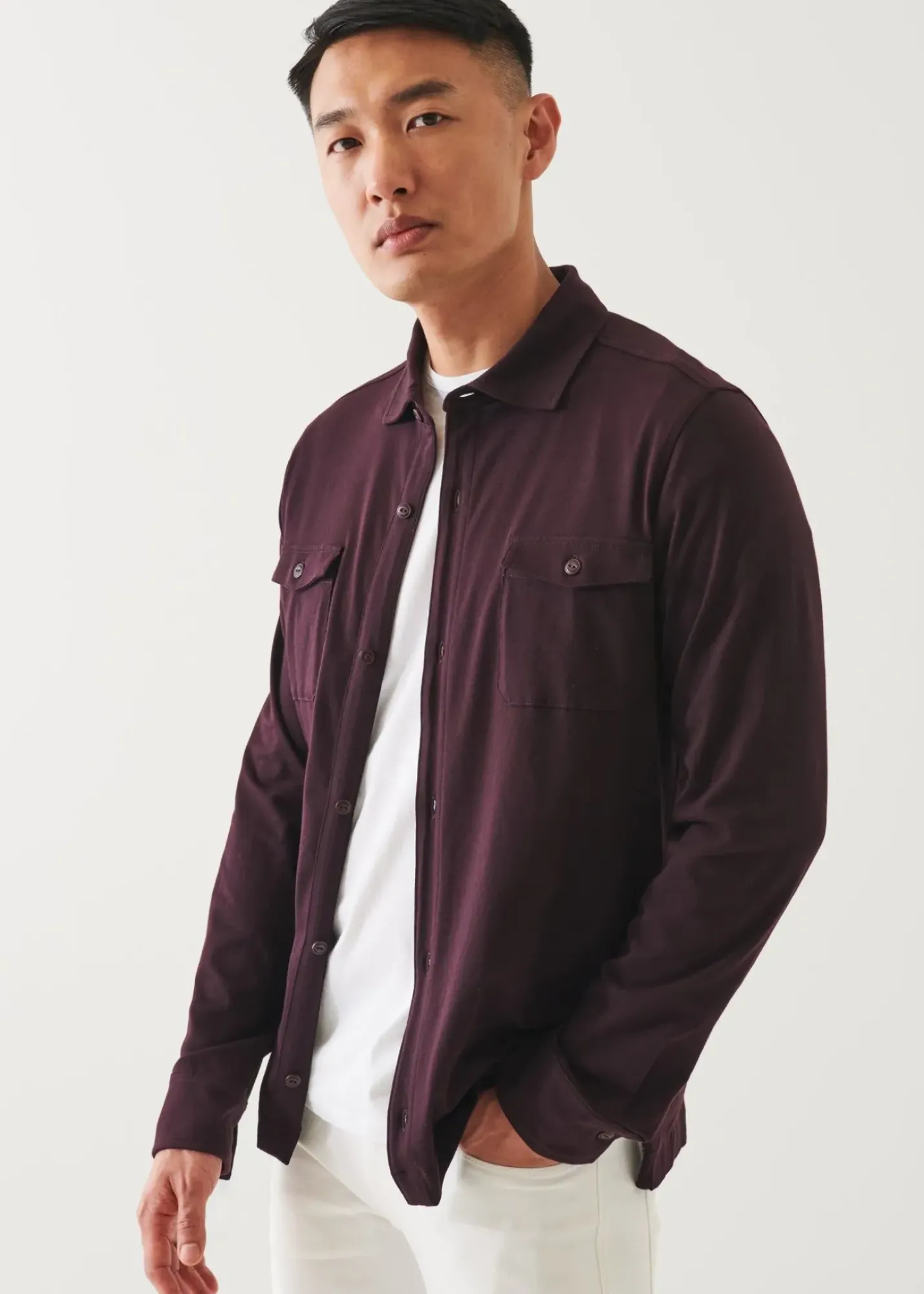 PATRICK ASSARAF Pima Cotton Stretch Overshirt|Men Shirt Jackets