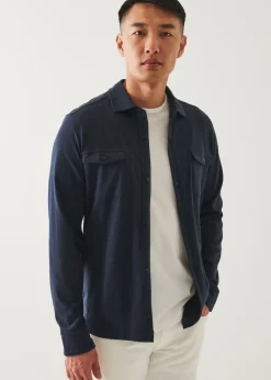 PATRICK ASSARAF Pima Cotton Stretch Overshirt|Men Shirt Jackets