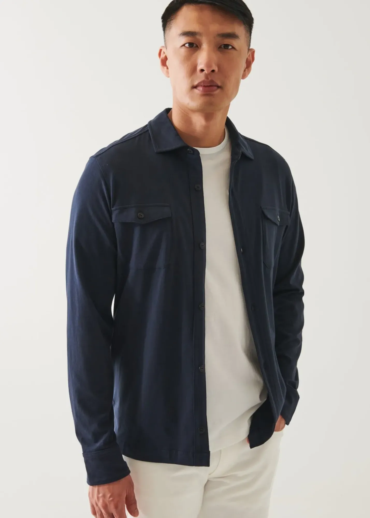 PATRICK ASSARAF Pima Cotton Stretch Overshirt|Men Shirt Jackets