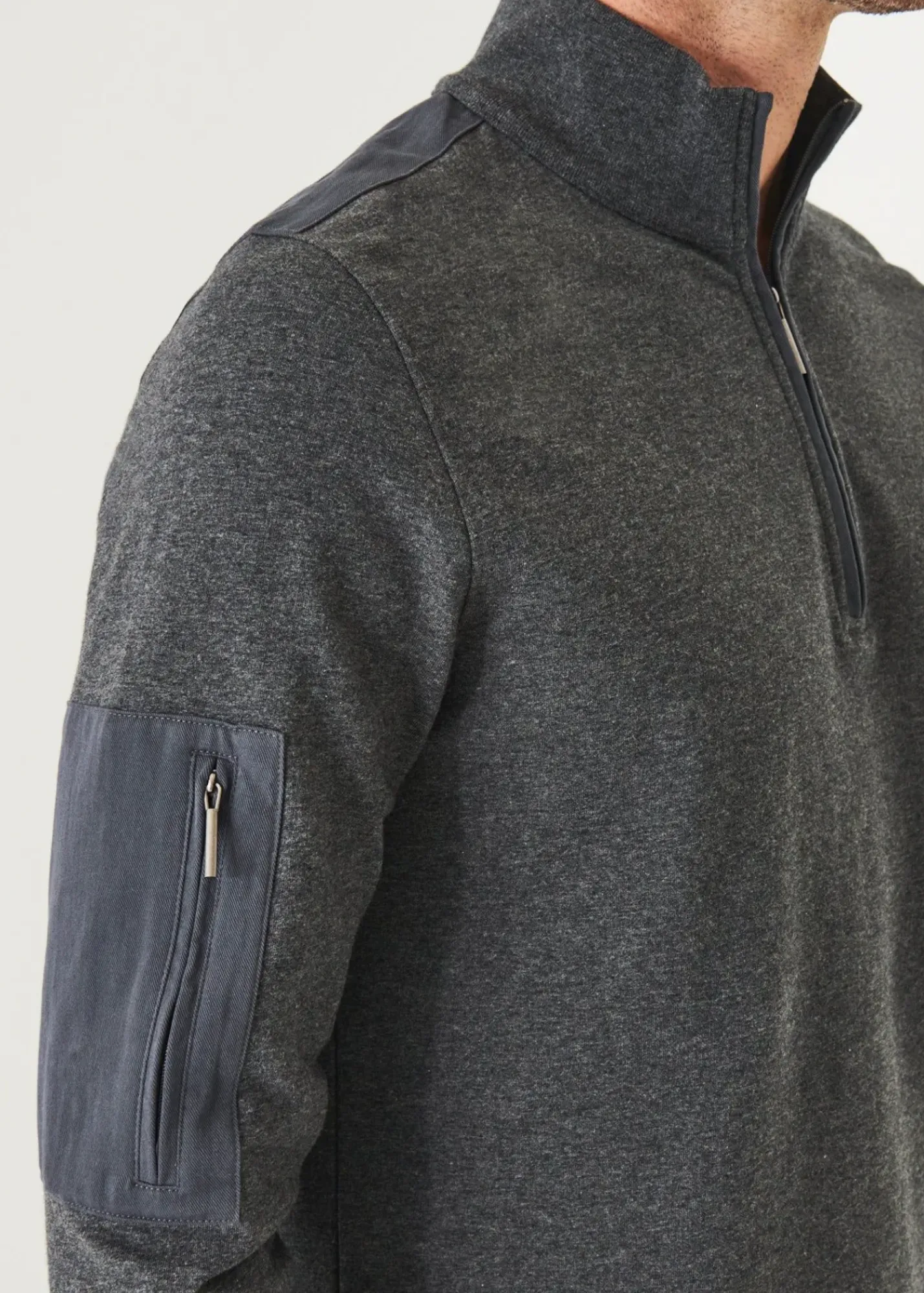 PATRICK ASSARAF Pima Cotton Stretch Piped Zip Mock|Men Sweatshirts & Hoodies