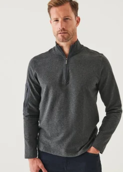 PATRICK ASSARAF Pima Cotton Stretch Piped Zip Mock|Men Sweatshirts & Hoodies