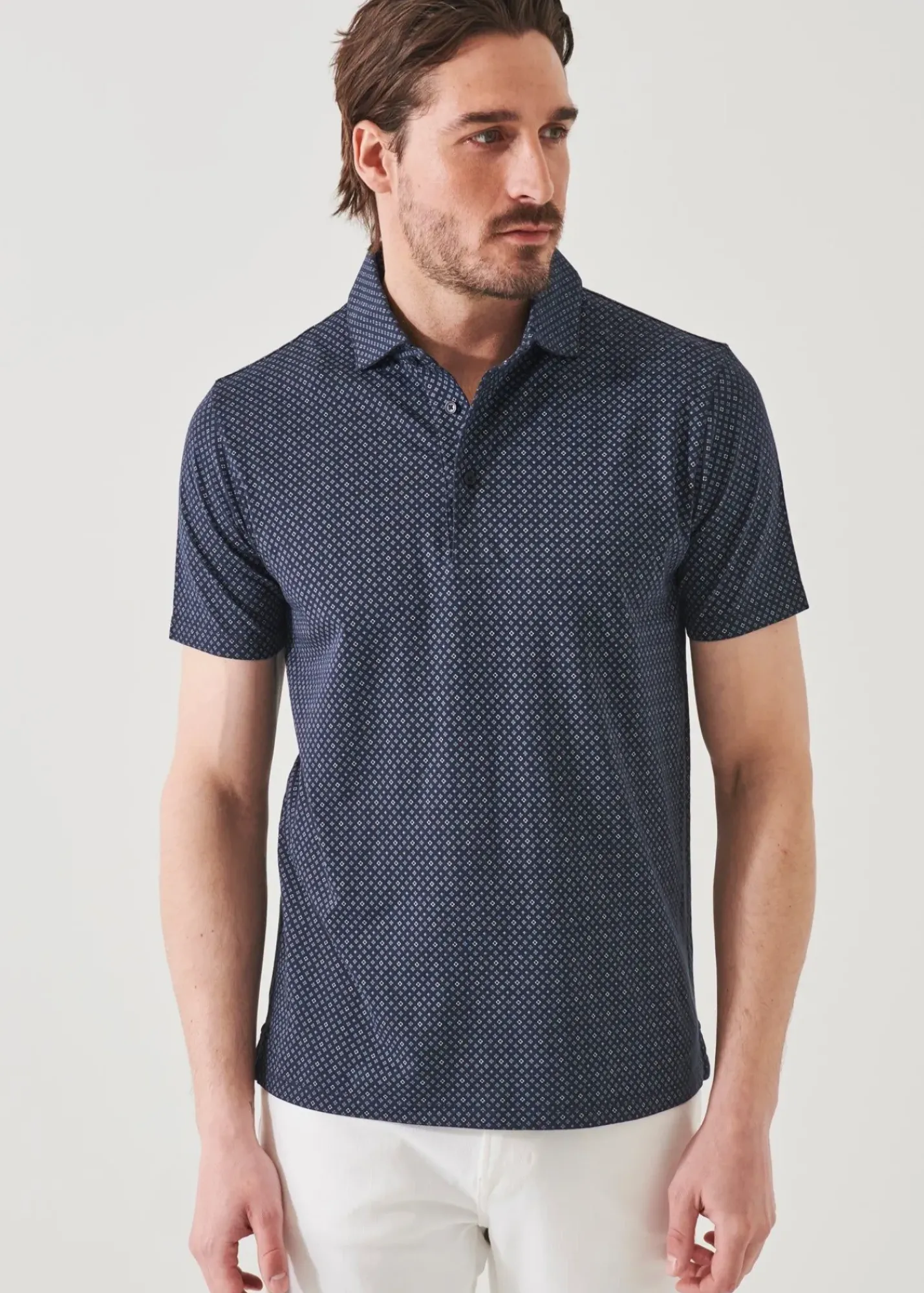 PATRICK ASSARAF Pima Cotton Stretch Printed Polo|Men Polos