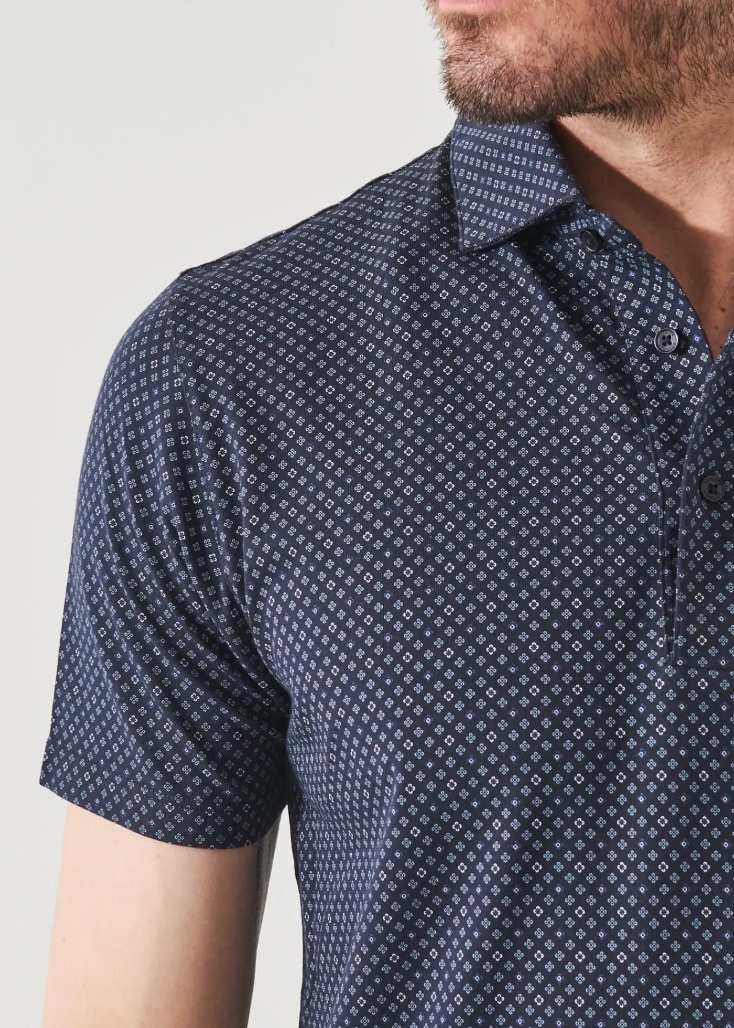 PATRICK ASSARAF Pima Cotton Stretch Printed Polo|Men Polos