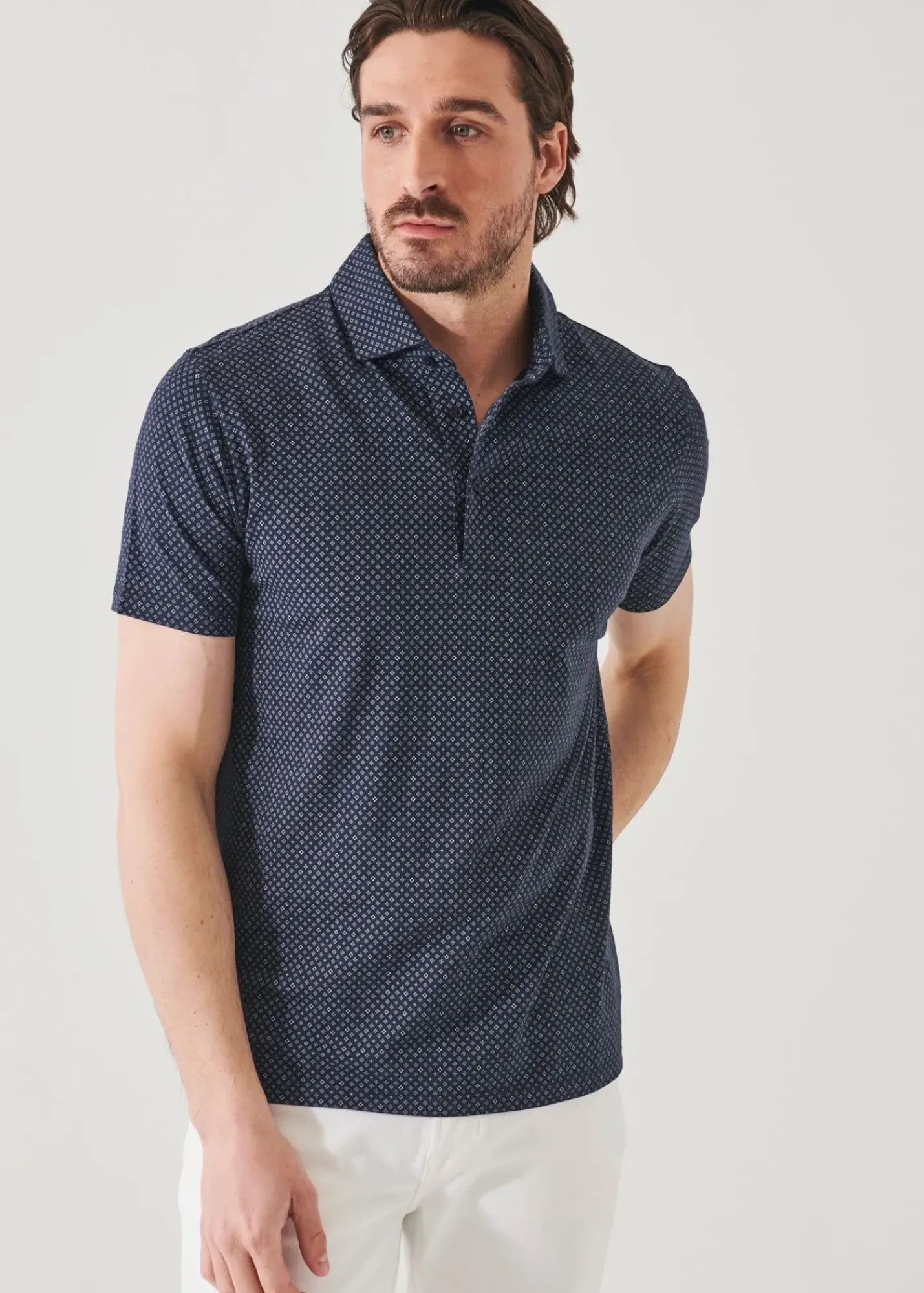 PATRICK ASSARAF Pima Cotton Stretch Printed Polo|Men Polos