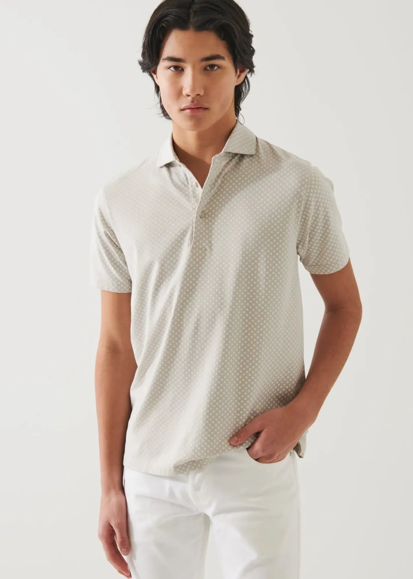 PATRICK ASSARAF Pima Cotton Stretch Printed Polo|Men Polos