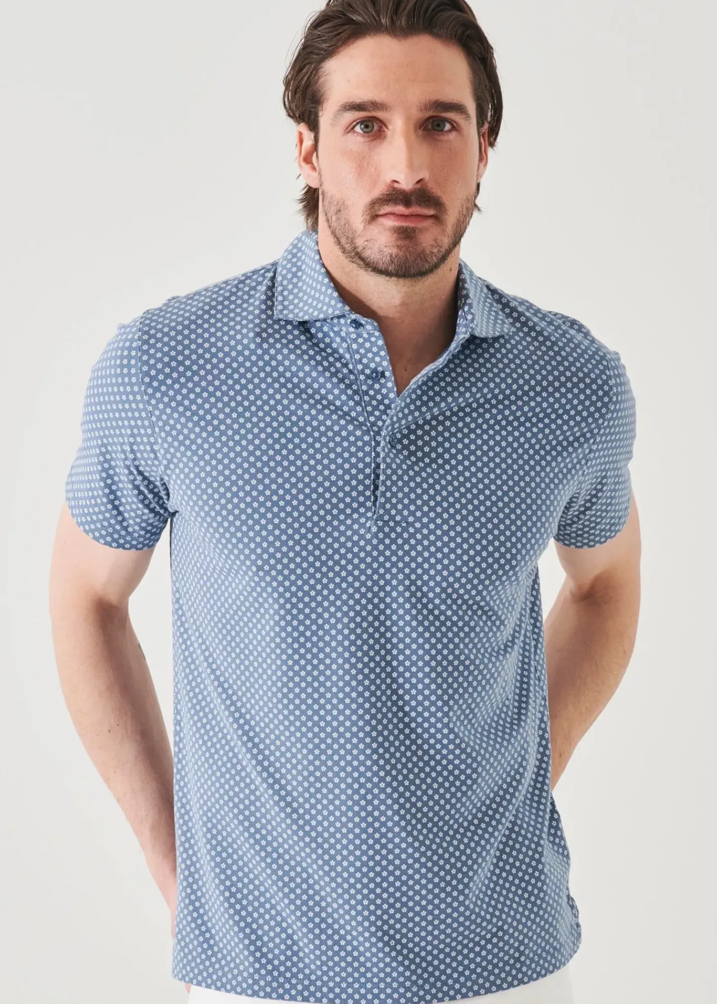 PATRICK ASSARAF Pima Cotton Stretch Printed Polo|Men Polos
