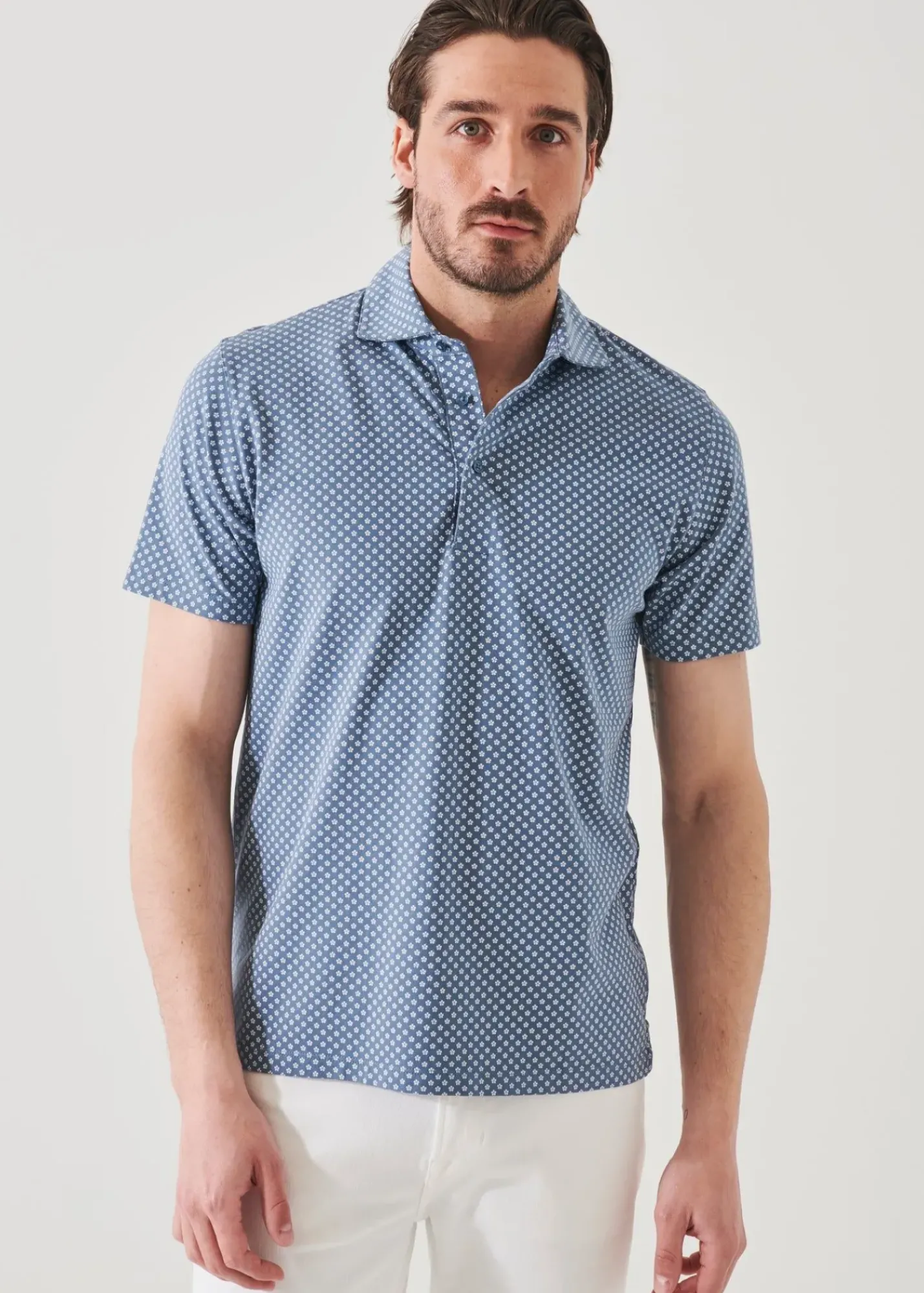 PATRICK ASSARAF Pima Cotton Stretch Printed Polo|Men Polos