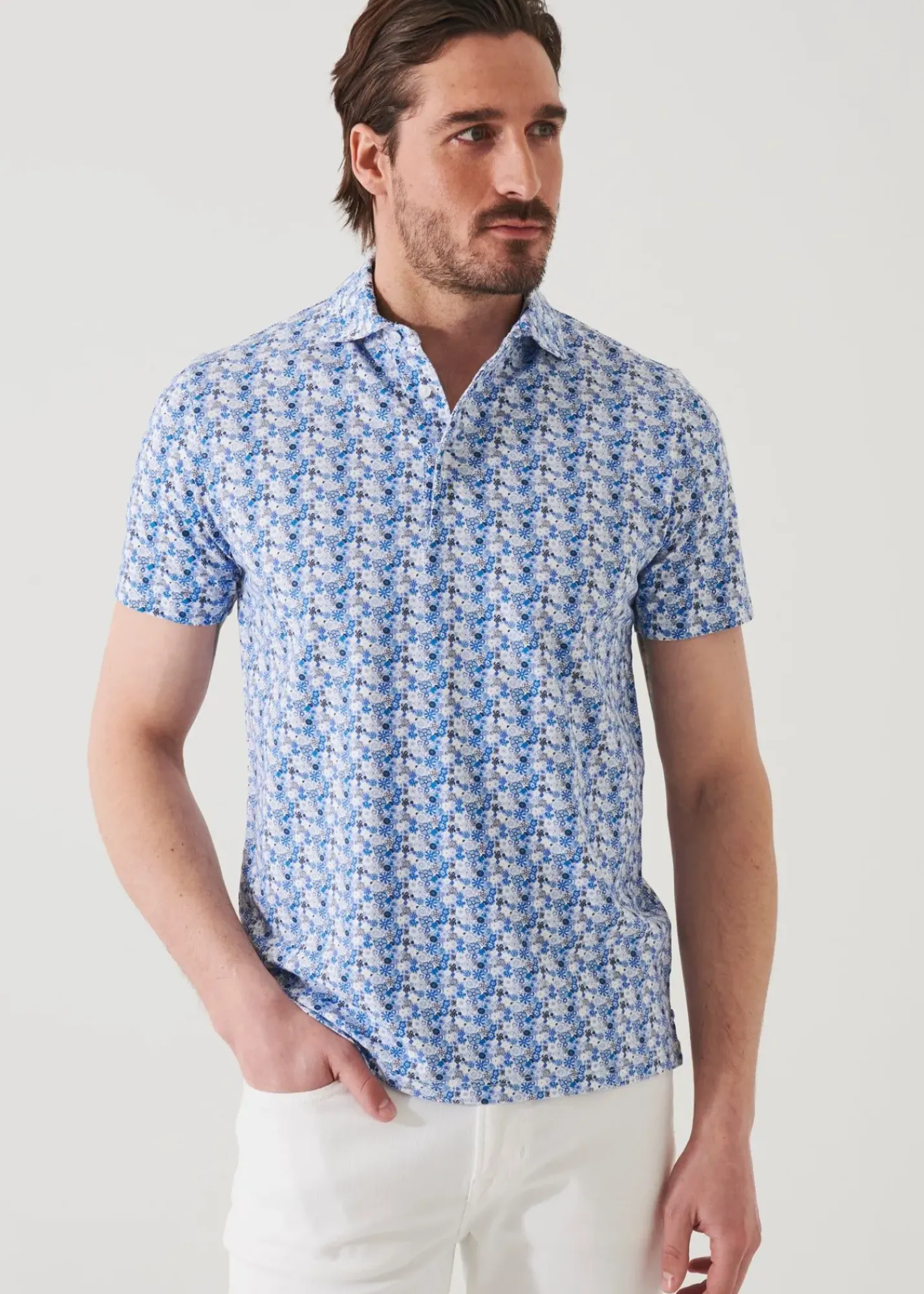 PATRICK ASSARAF Pima Cotton Stretch Printed Polo|Men Polos
