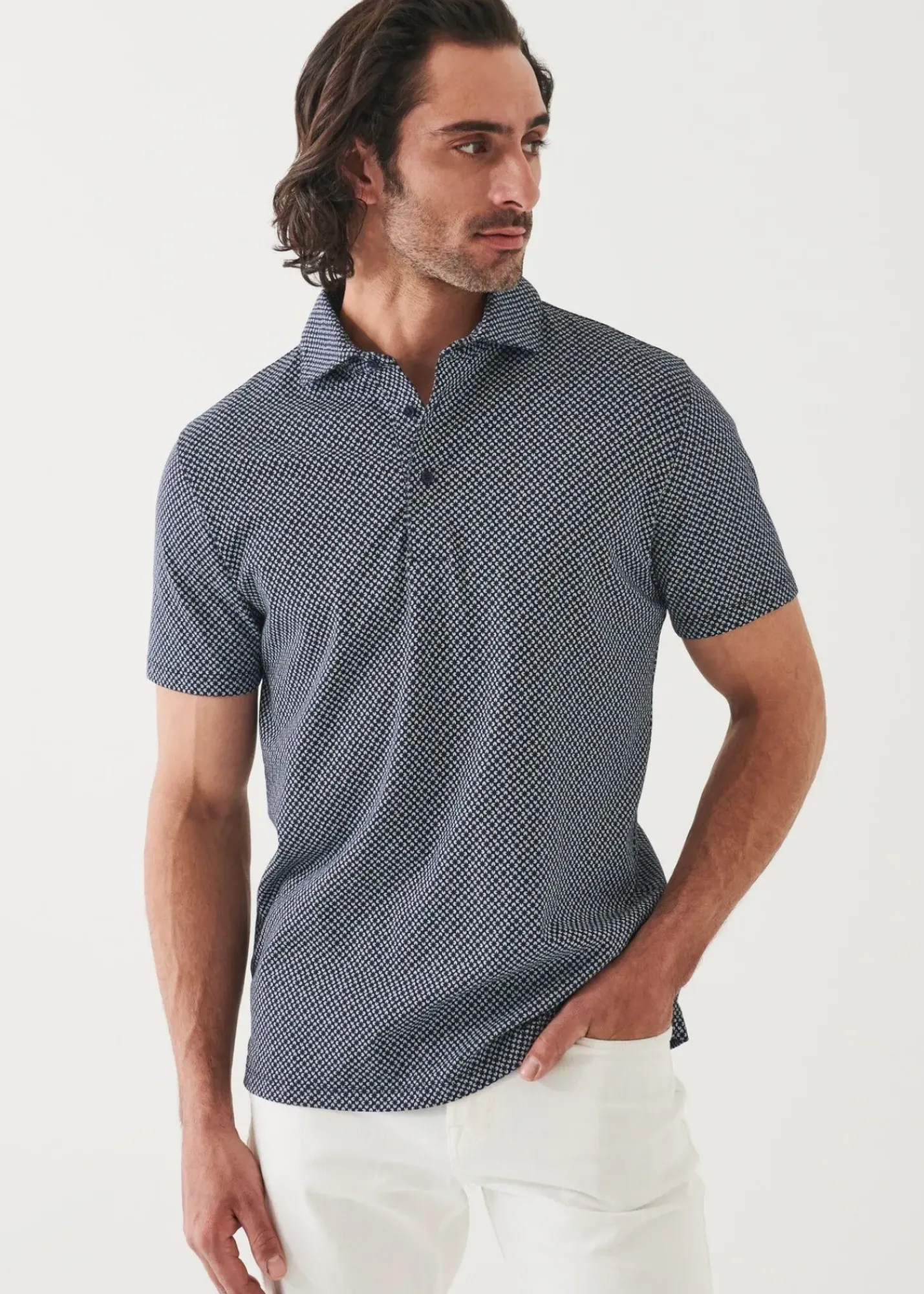 PATRICK ASSARAF Pima Cotton Stretch Printed Polo|Men Polos