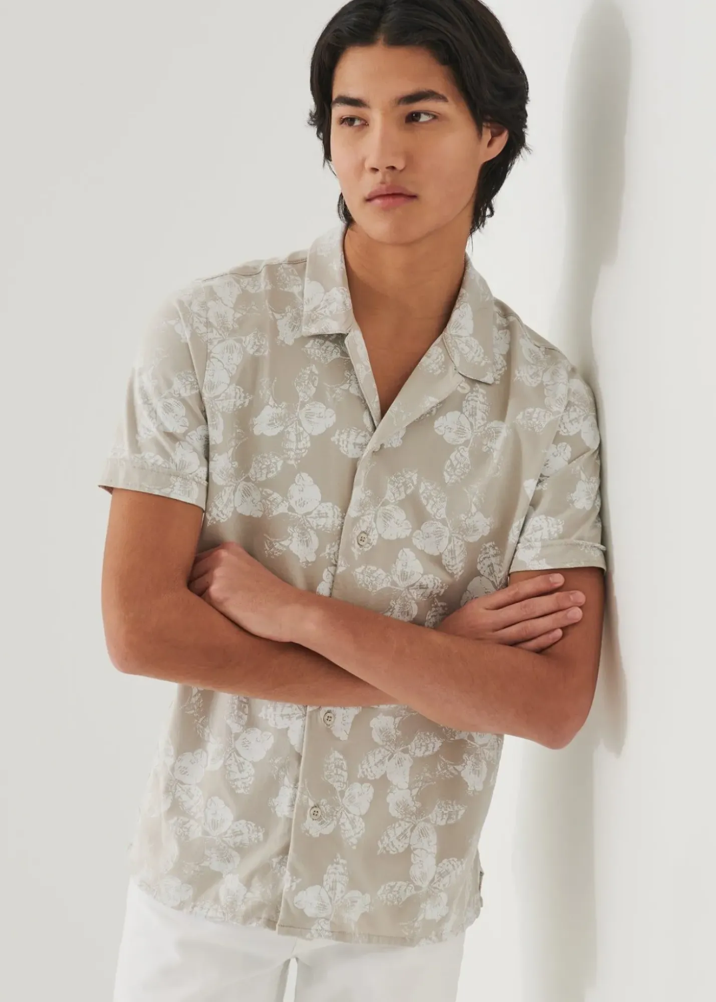 PATRICK ASSARAF Pima Cotton Stretch Printed Camp Shirt|Men Shirts