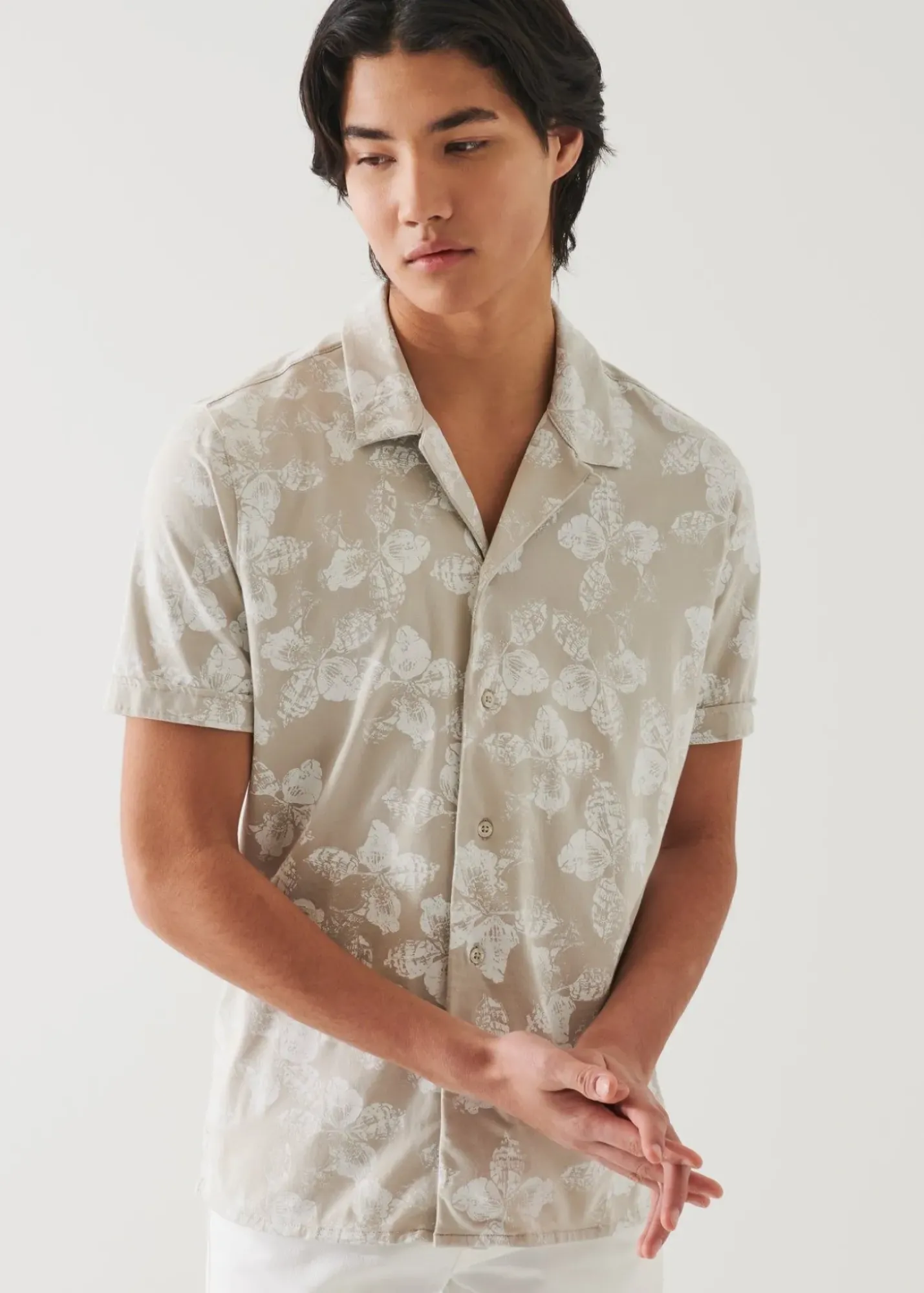 PATRICK ASSARAF Pima Cotton Stretch Printed Camp Shirt|Men Shirts