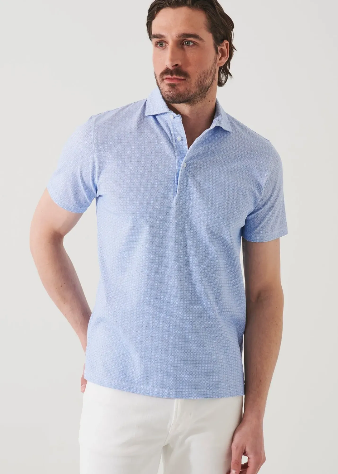 PATRICK ASSARAF Pima Cotton Stretch Printed Polo|Men Polos