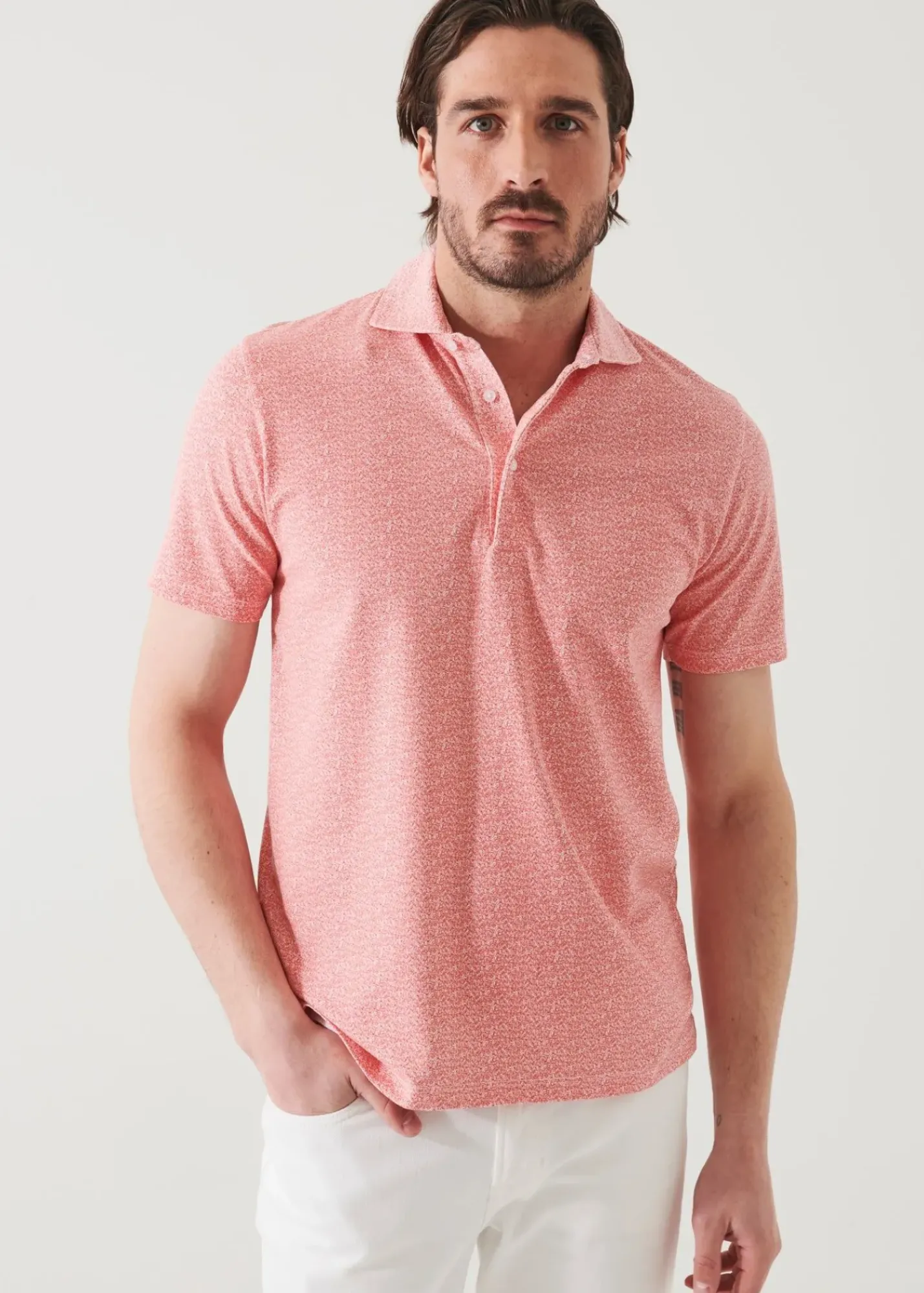 PATRICK ASSARAF Pima Cotton Stretch Printed Polo|Men Polos