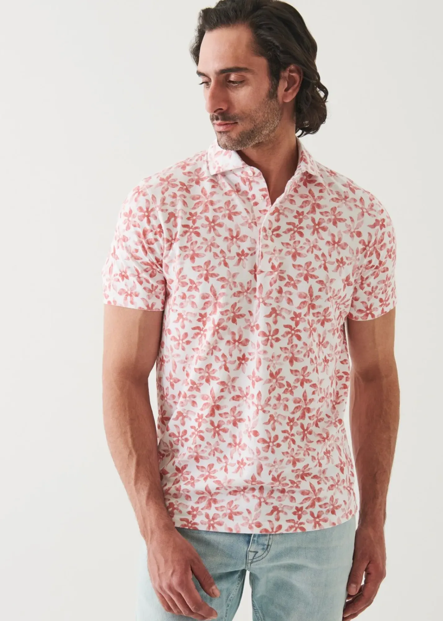 PATRICK ASSARAF Pima Cotton Stretch Printed Polo|Men Polos