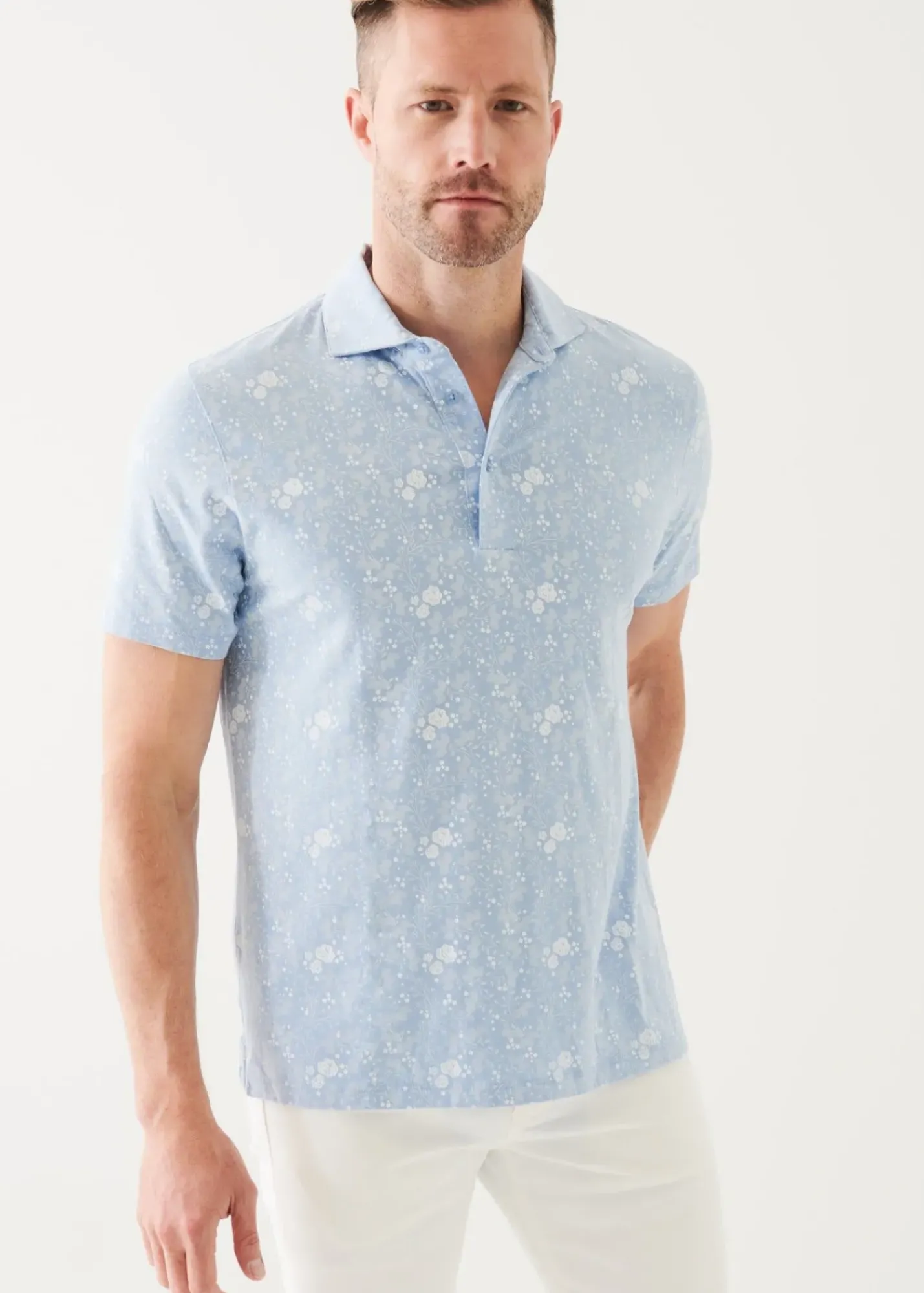 PATRICK ASSARAF Pima Cotton Stretch Printed Polo|Men Polos