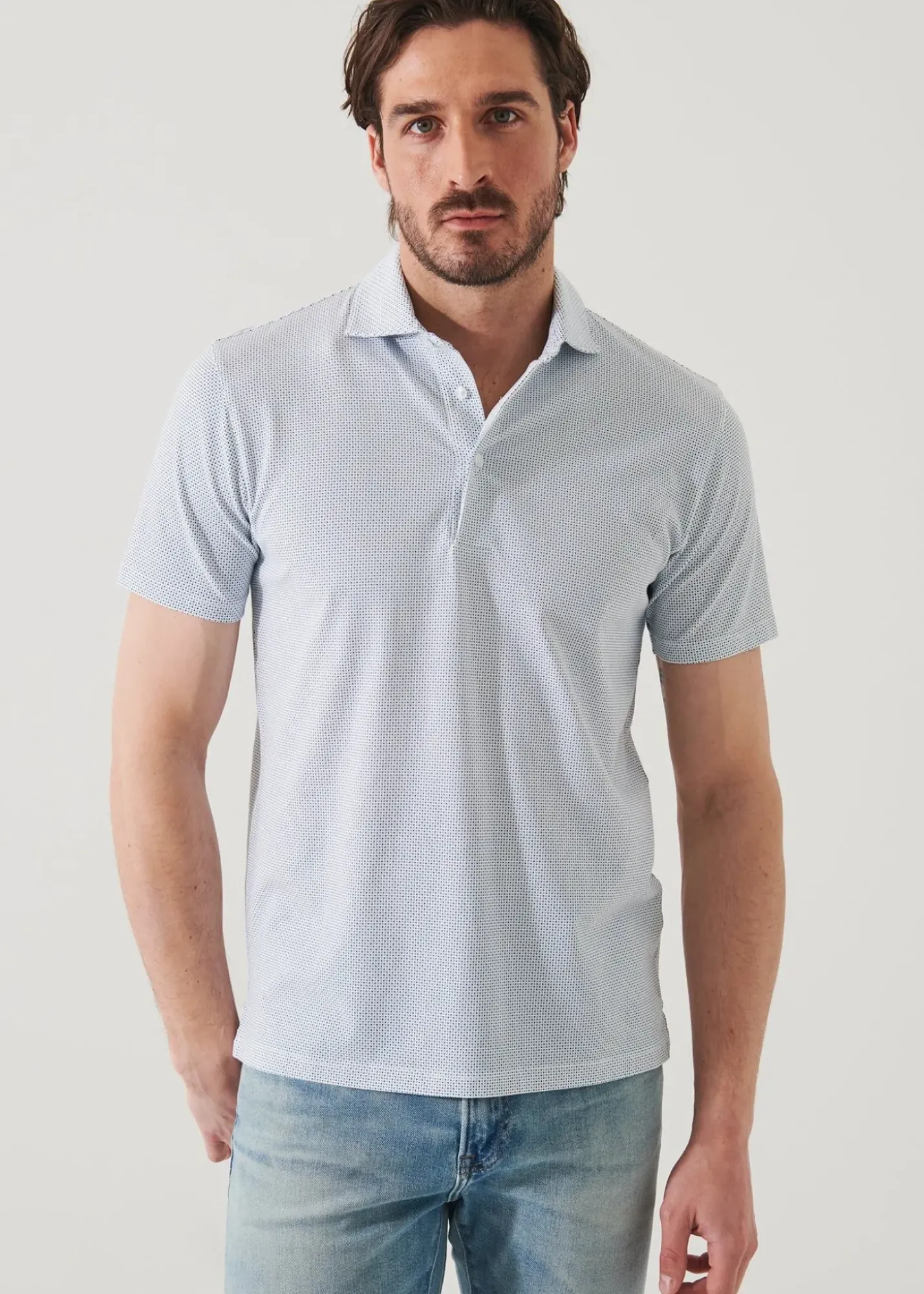 PATRICK ASSARAF Pima Cotton Stretch Printed Polo|Men Polos