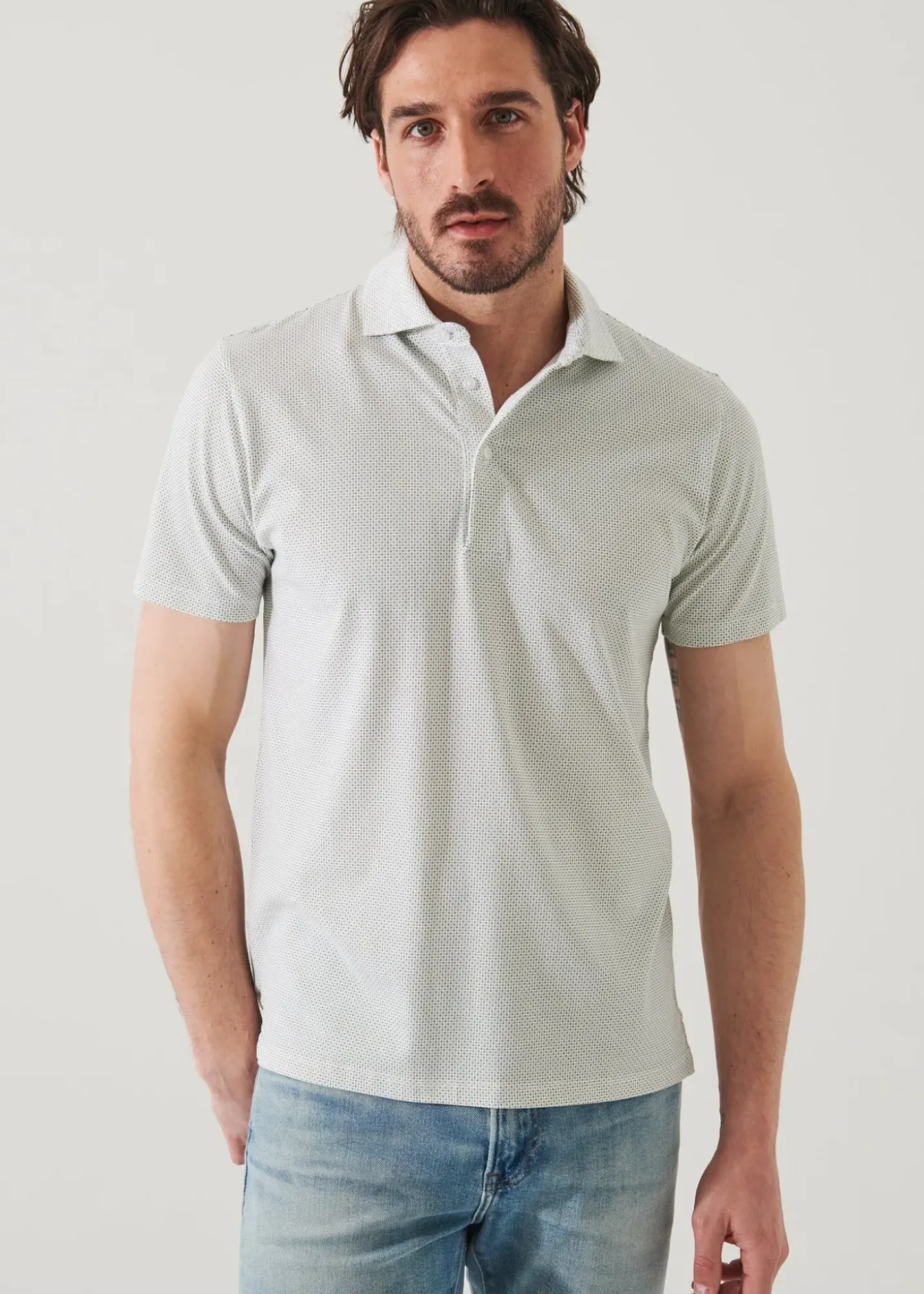PATRICK ASSARAF Pima Cotton Stretch Printed Polo|Men Polos