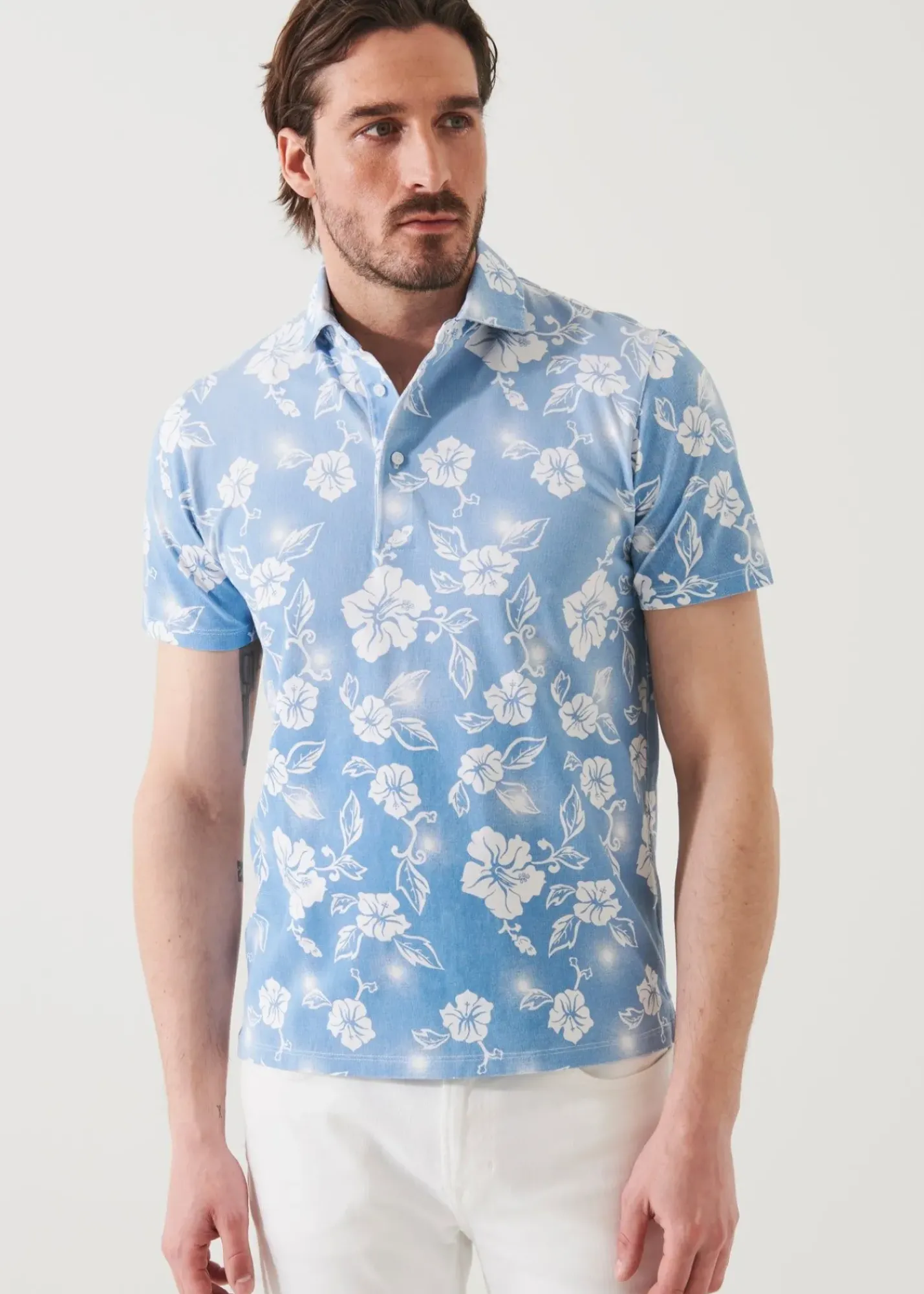 PATRICK ASSARAF Pima Cotton Stretch Printed Polo|Men Polos