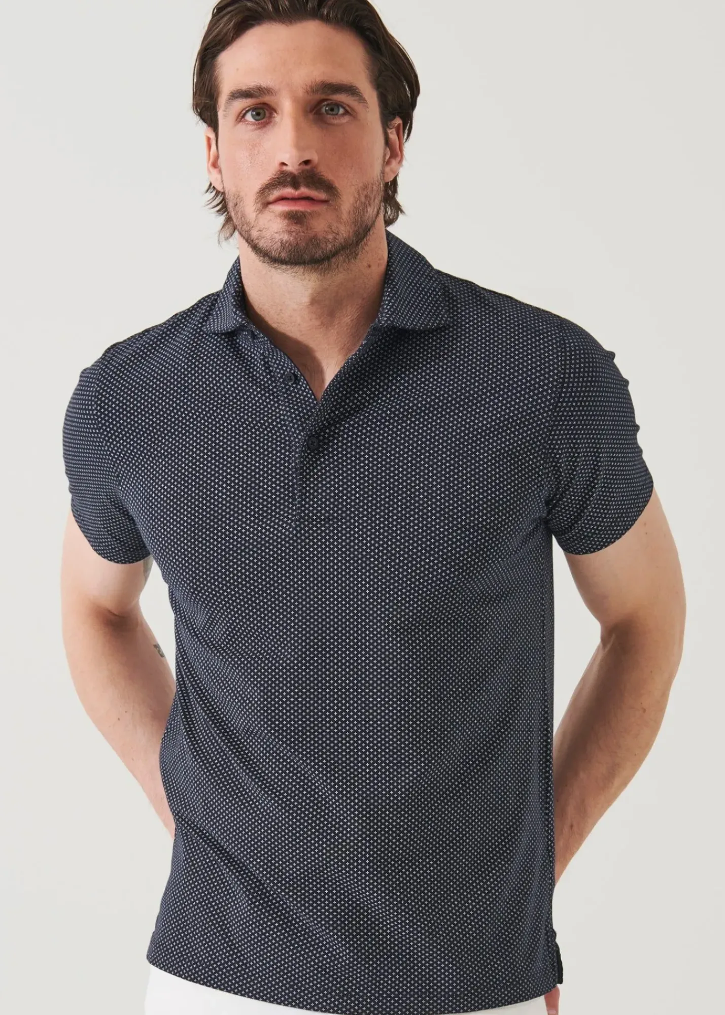 PATRICK ASSARAF Pima Cotton Stretch Printed Polo|Men Polos