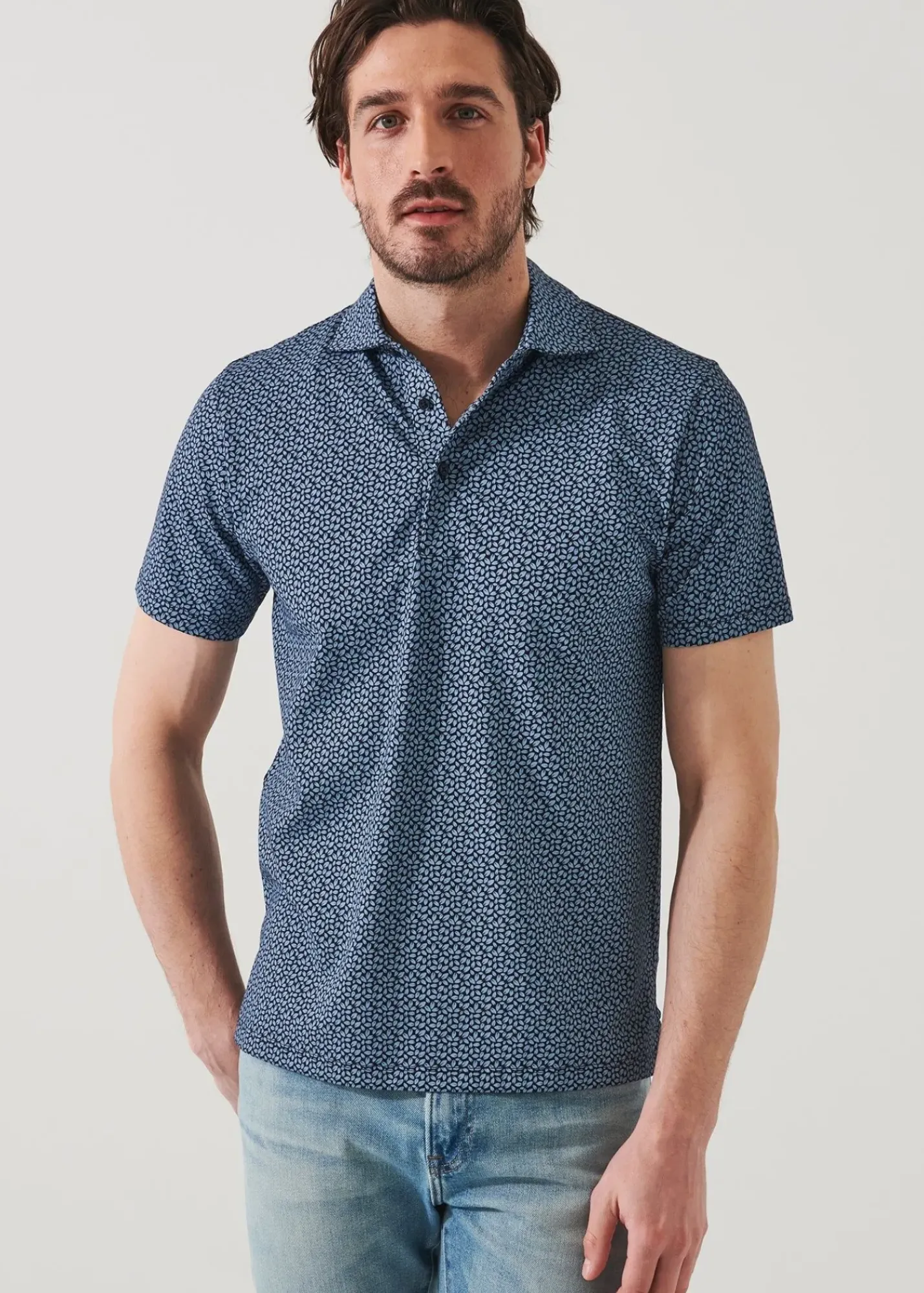 PATRICK ASSARAF Pima Cotton Stretch Printed Polo|Men Polos