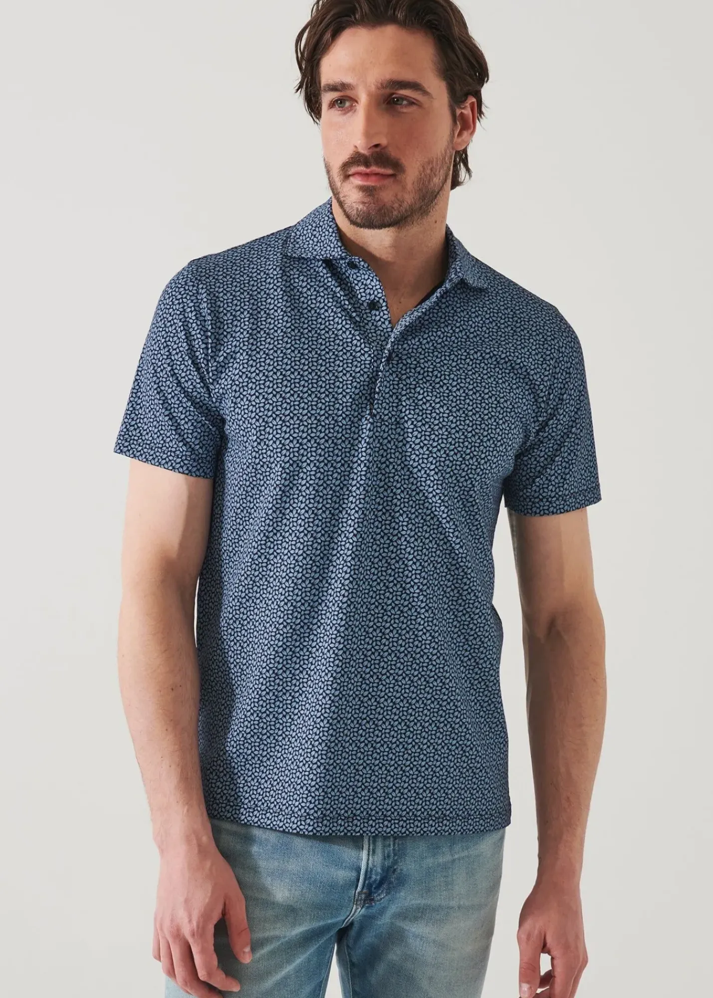 PATRICK ASSARAF Pima Cotton Stretch Printed Polo|Men Polos