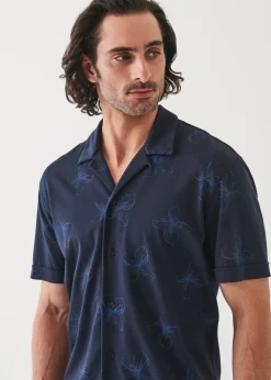 PATRICK ASSARAF Pima Cotton Stretch Printed Camp Shirt|Men Shirts