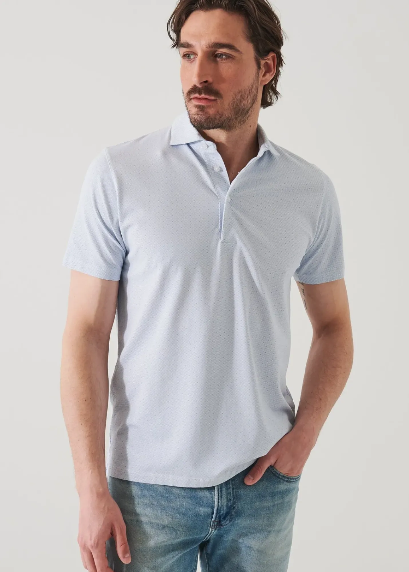 PATRICK ASSARAF Pima Cotton Stretch Printed Polo|Men Polos